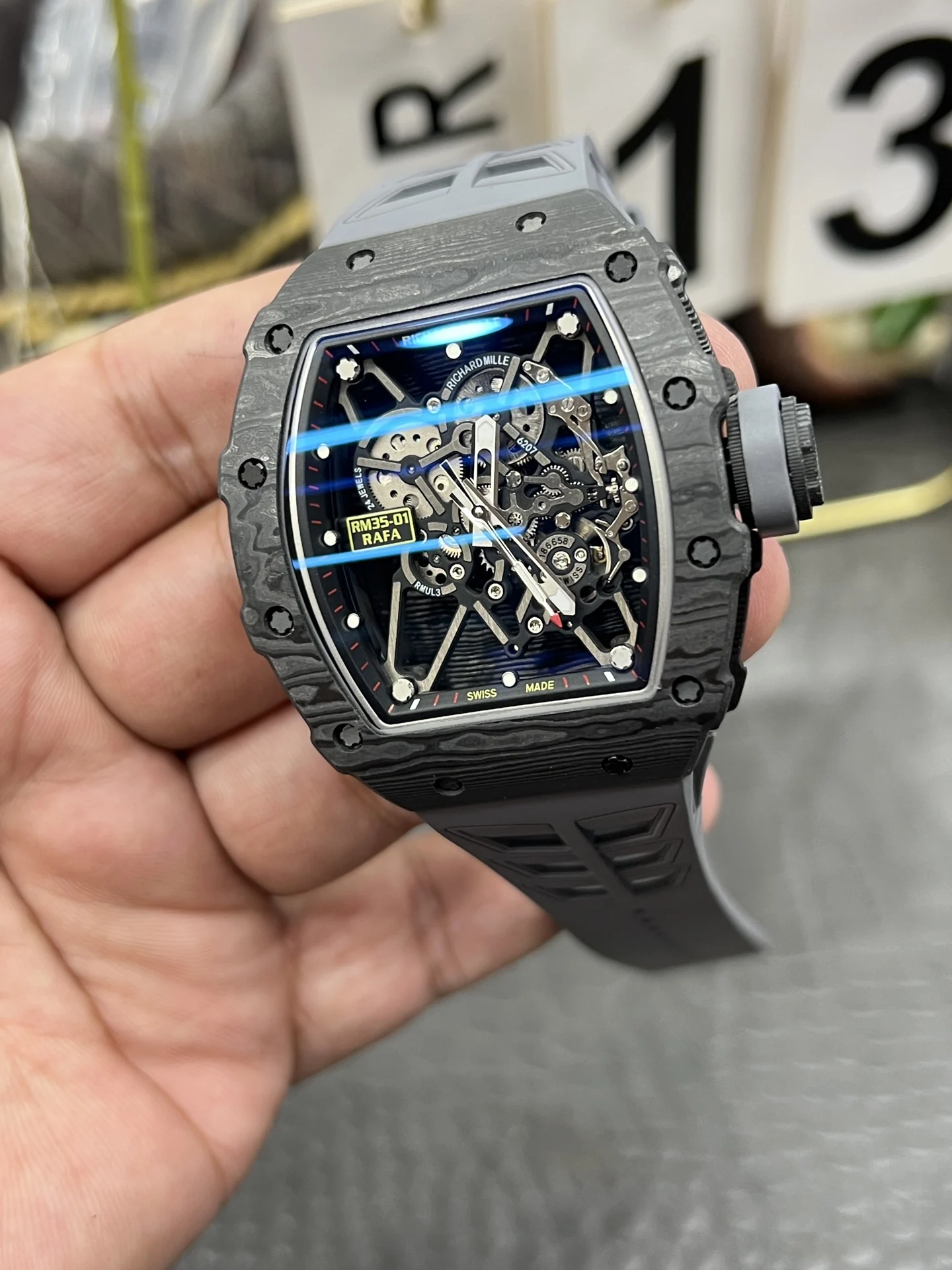 Richard Mille RM Carbon RM 35-01 — photographed off the sweep