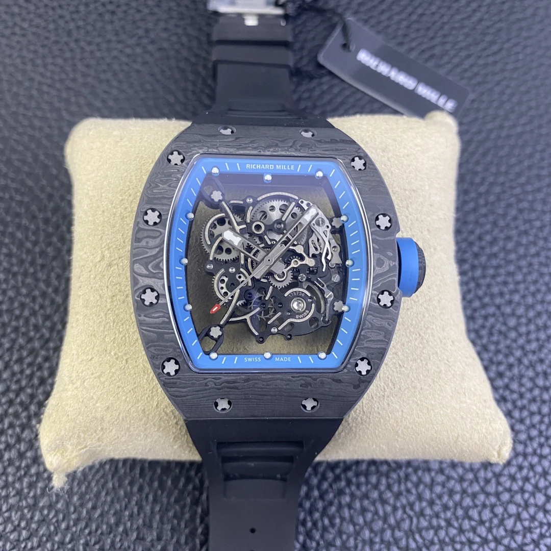 Richard Mille RM Carbon White Dial Diamond-Set RM 055 — photographed off the sweep