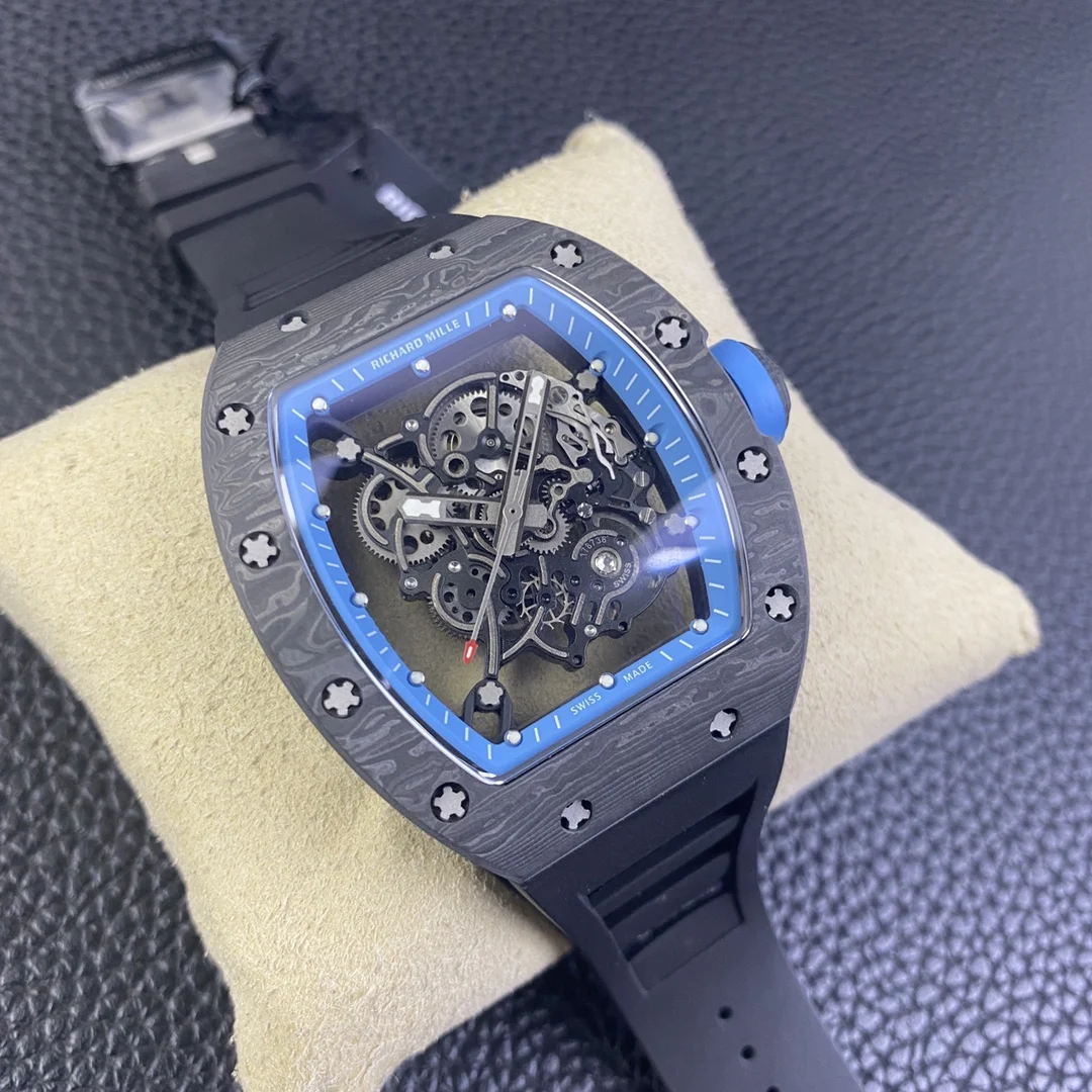 Richard Mille RM Carbon White Dial Diamond-Set RM 055 — photographed off the sweep