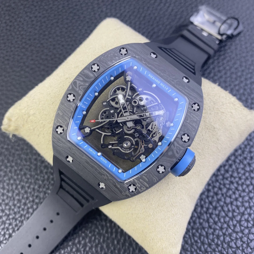 Richard Mille RM Carbon White Dial Diamond-Set RM 055 — photographed off the sweep