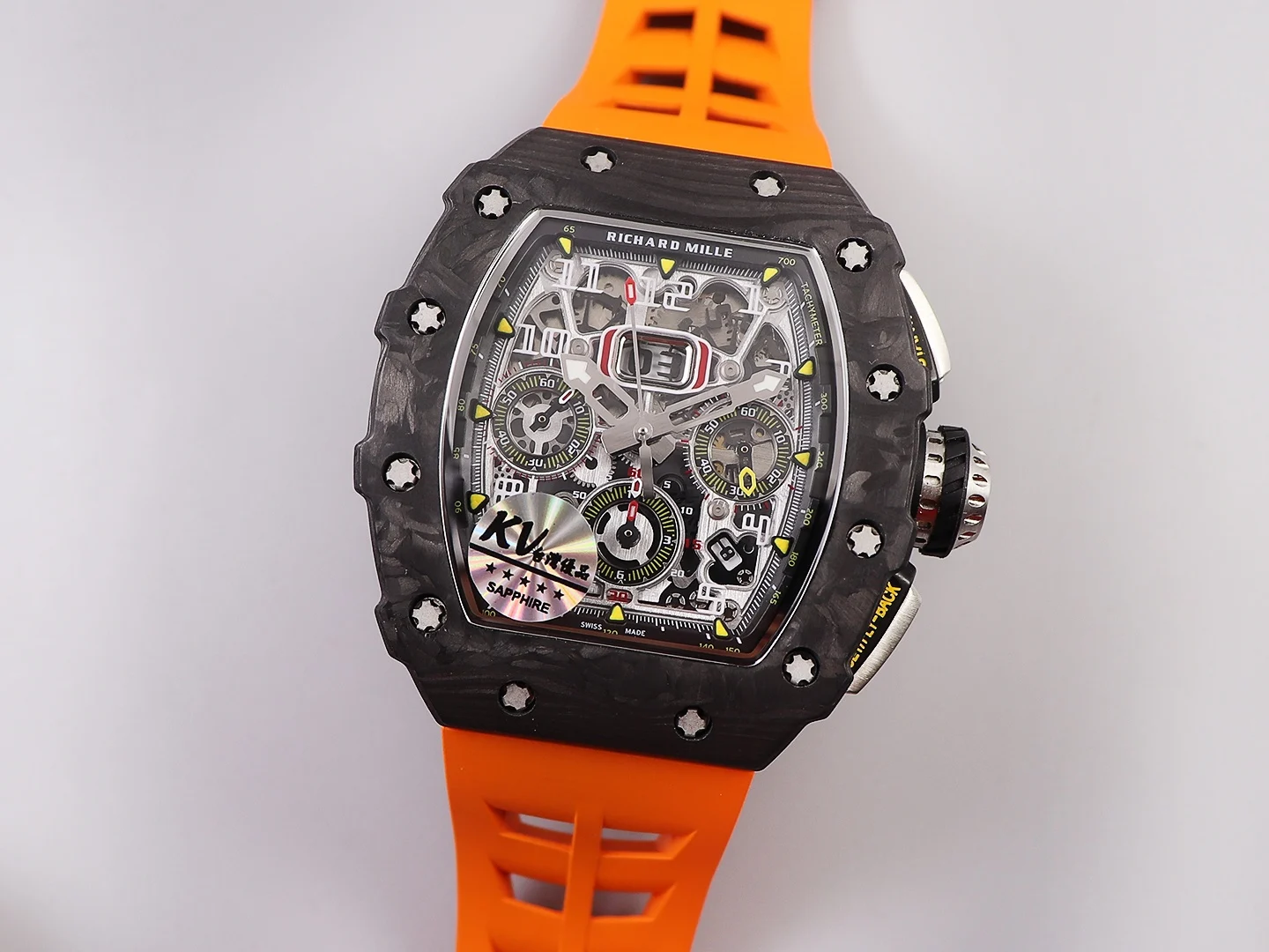 Richard Mille RM Carbon White Dial RM 011 — photographed off the sweep
