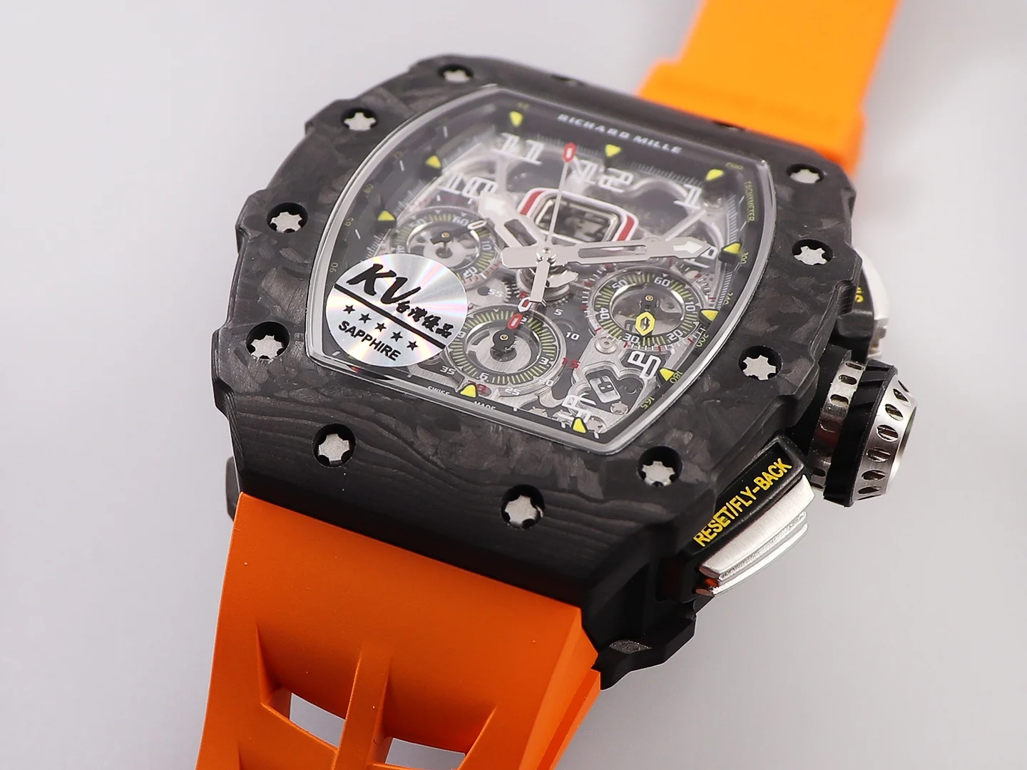 Richard Mille RM Carbon White Dial RM 011 — photographed off the sweep