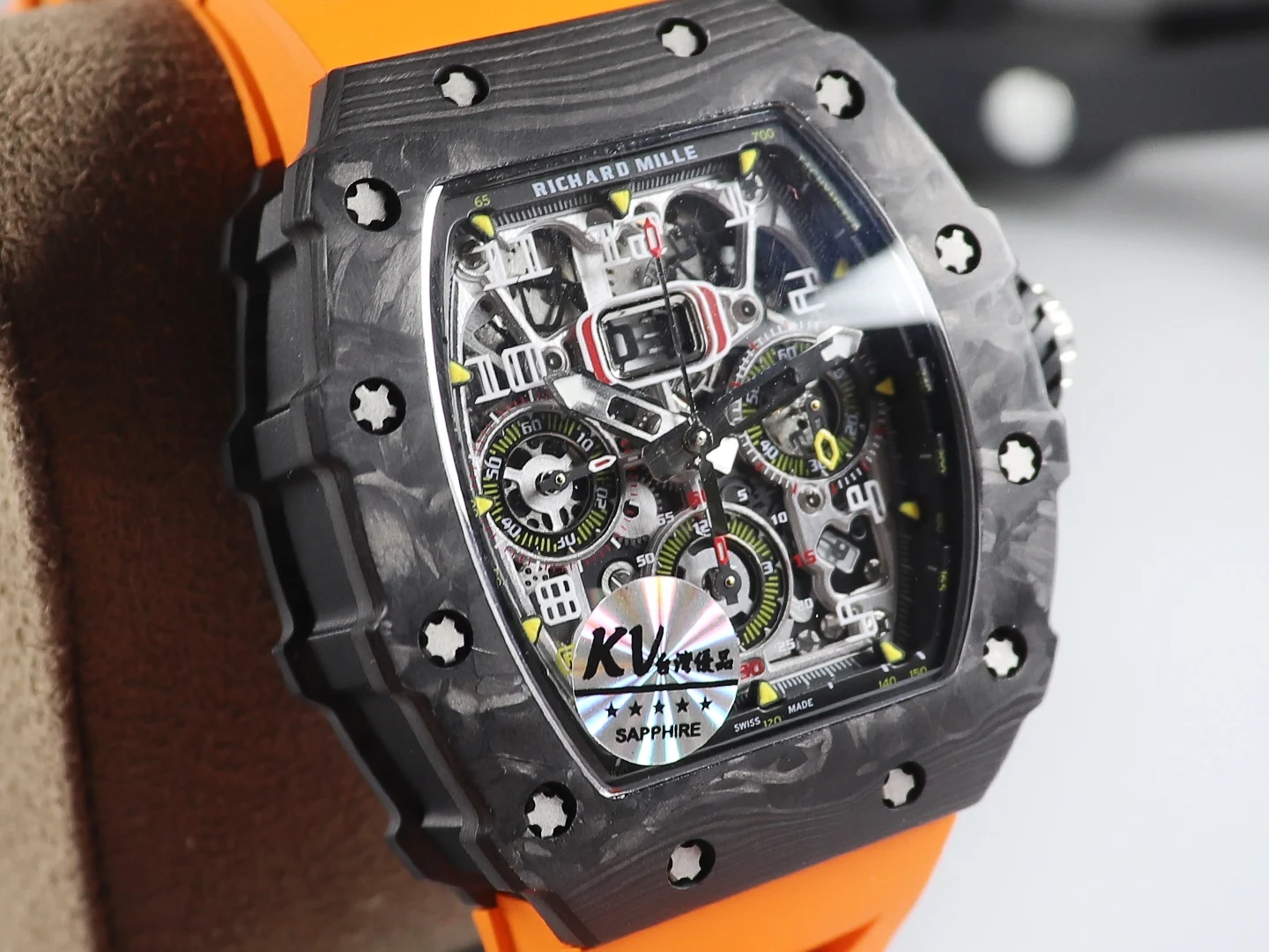 Richard Mille RM Carbon White Dial RM 011 — photographed off the sweep