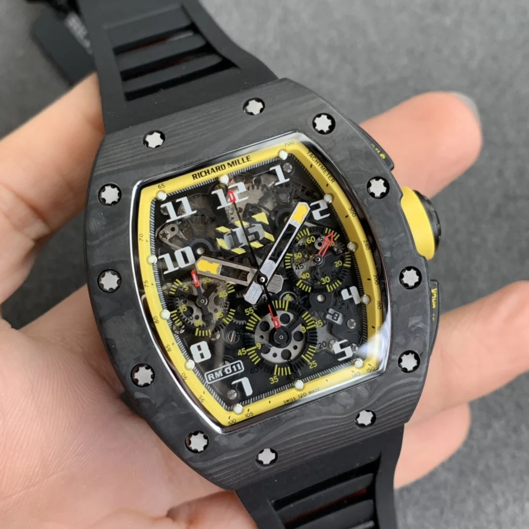 Richard Mille RM Carbon White Dial RM 011 — photographed off the sweep