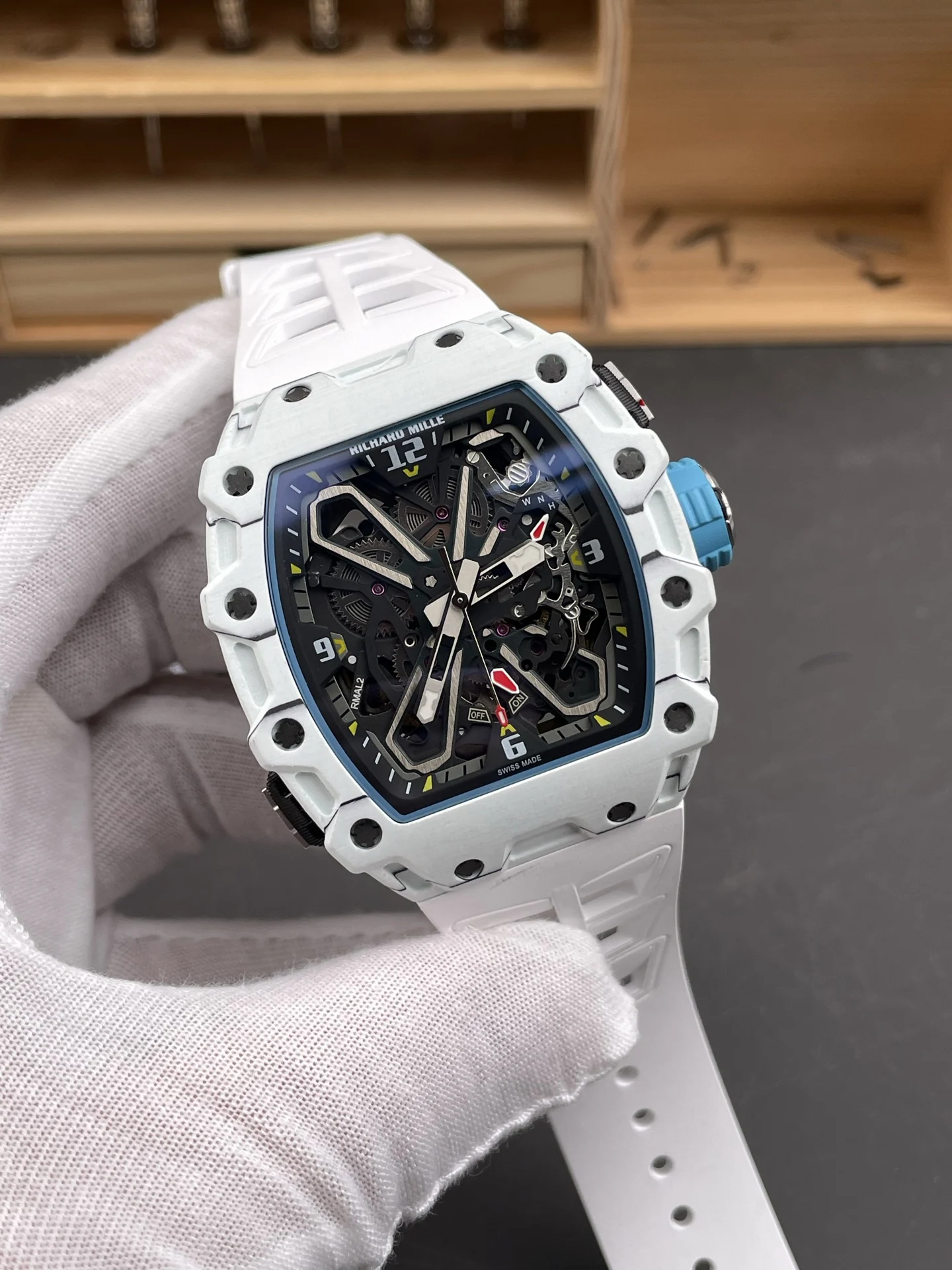 Richard Mille RM Carbon White Dial RM 35-03 — photographed off the sweep