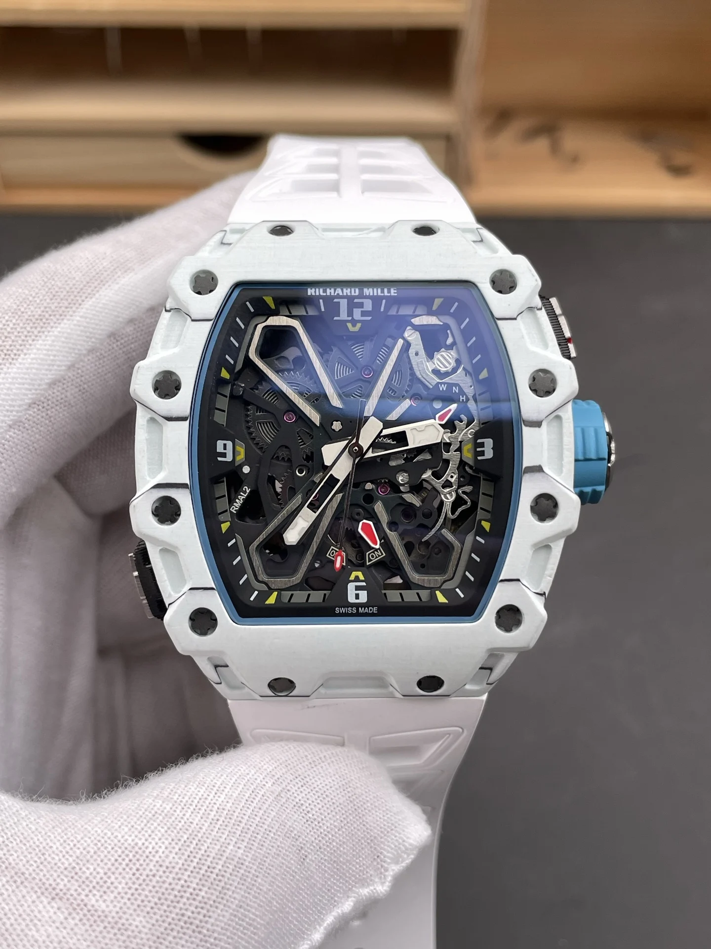Richard Mille RM Carbon White Dial RM 35-03 — photographed off the sweep