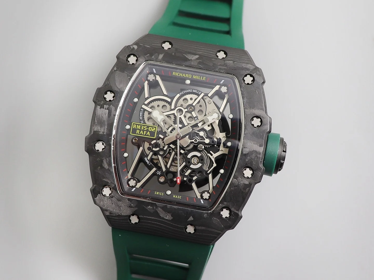 Richard Mille RM Carbon White Dial RM 35 — photographed off the sweep