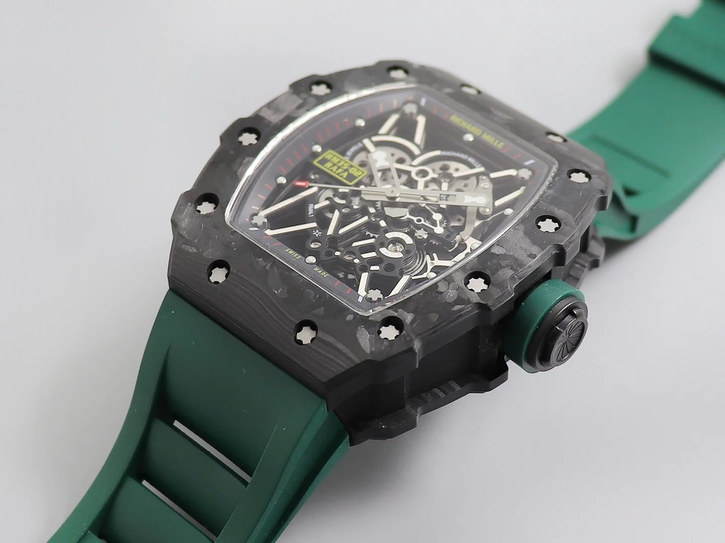 Richard Mille RM Carbon White Dial RM 35 — photographed off the sweep