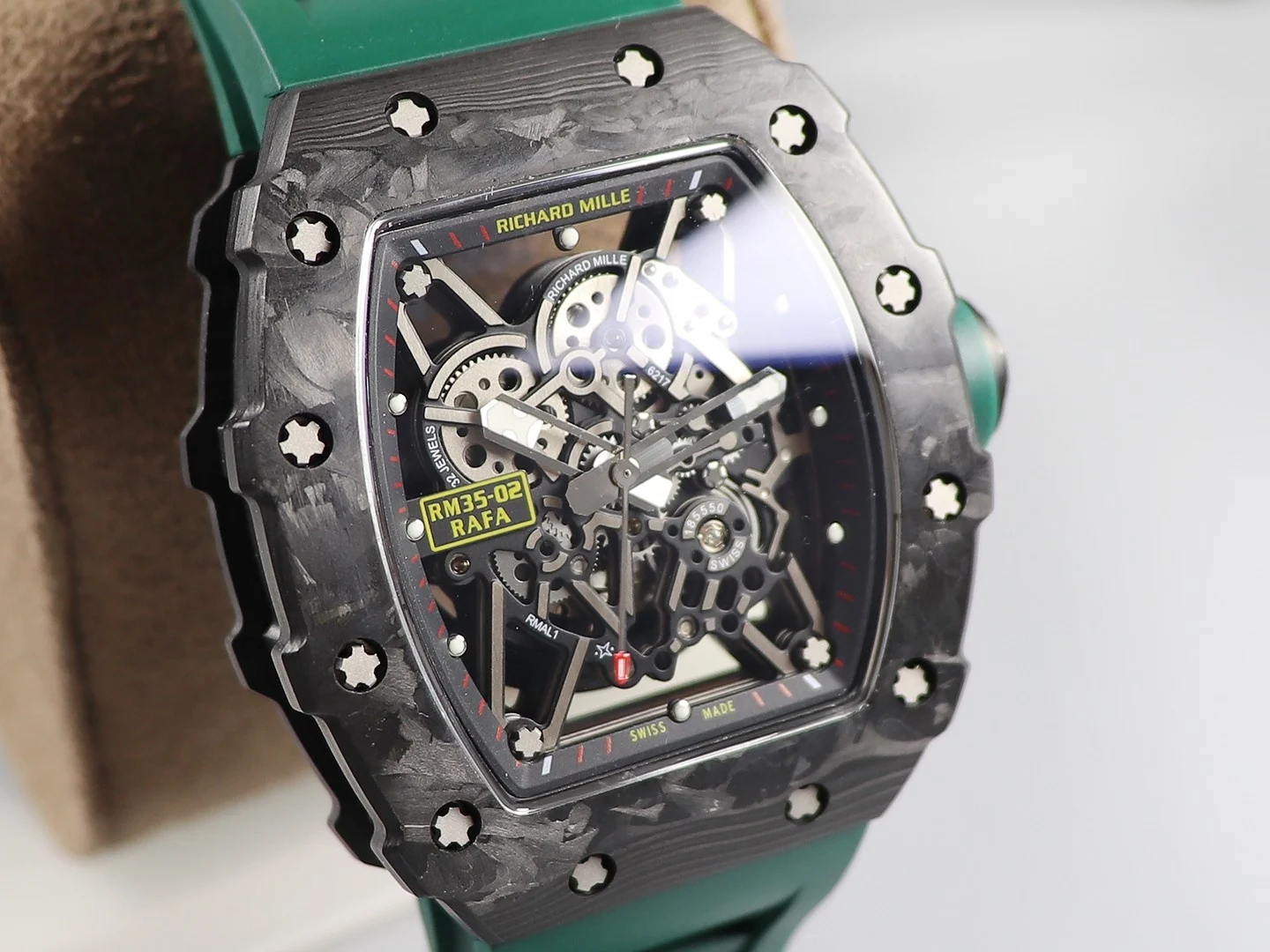 Richard Mille RM Carbon White Dial RM 35 — photographed off the sweep