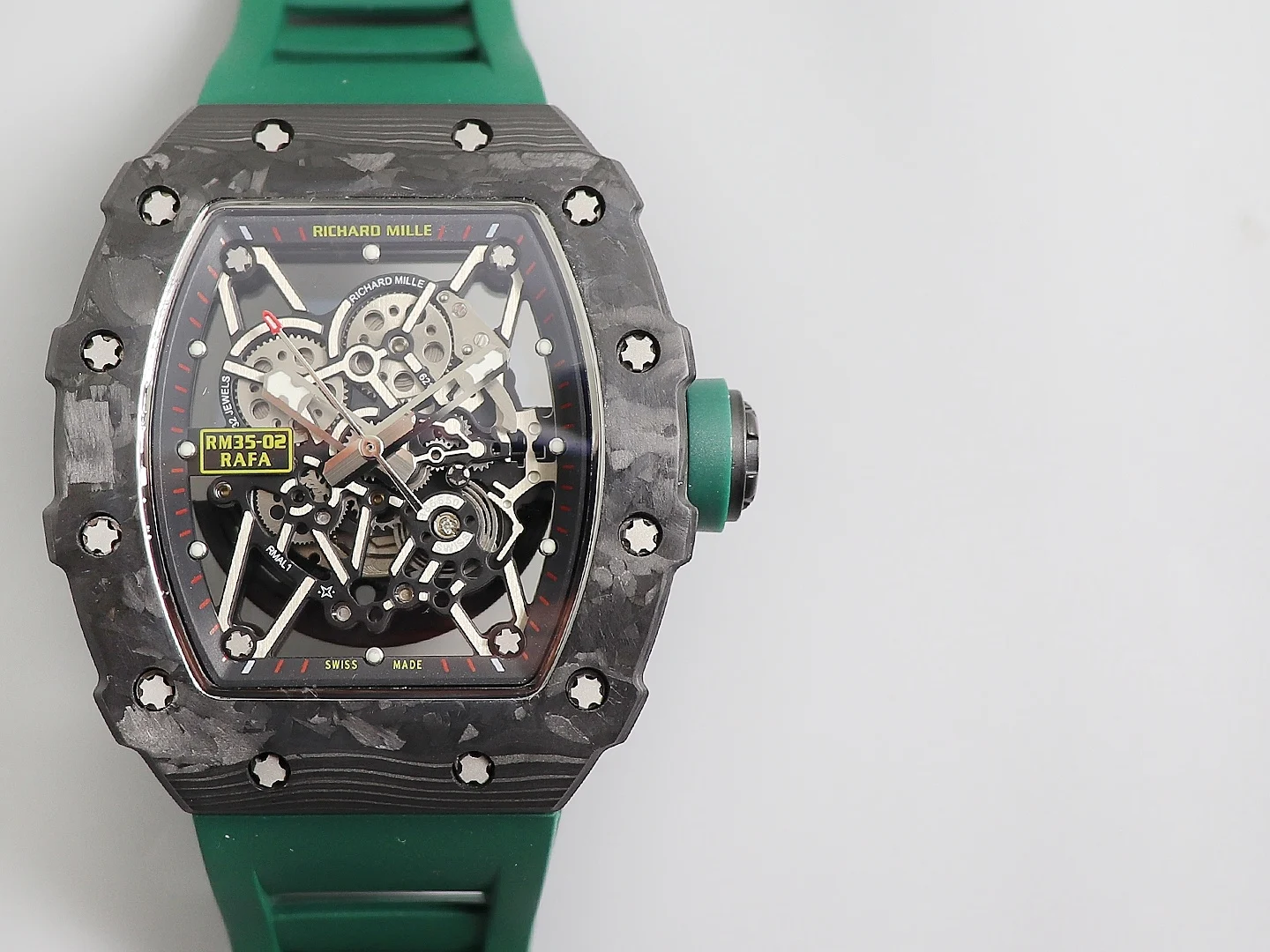 Richard Mille RM Carbon White Dial RM 35 — photographed off the sweep