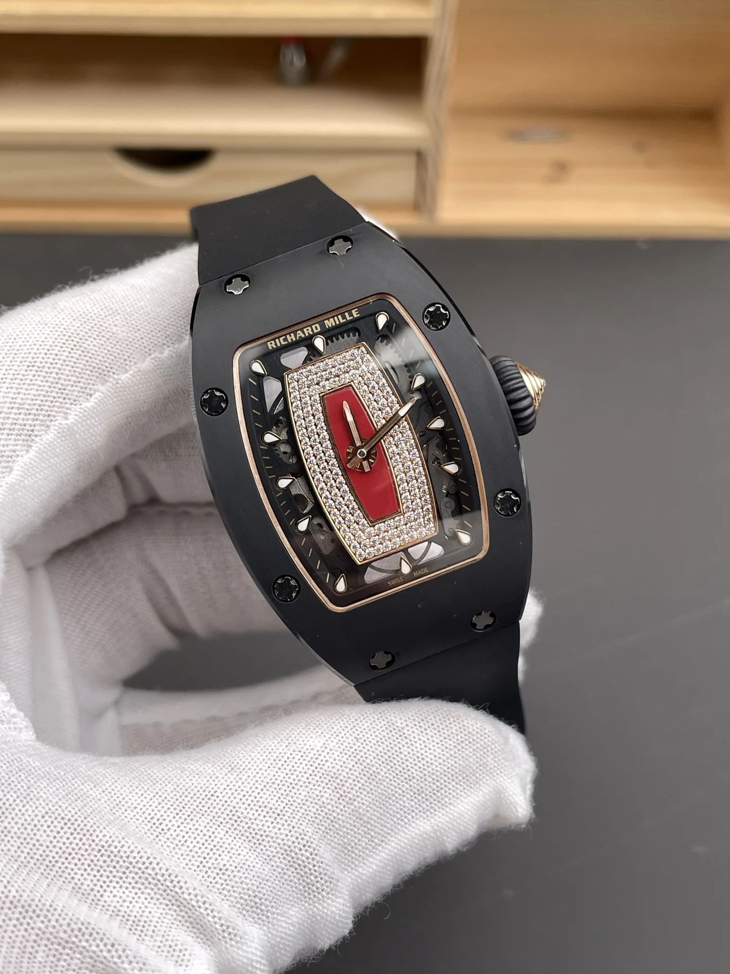 Richard Mille RM Ceramic Black Dial RM 07-01 — photographed off the sweep