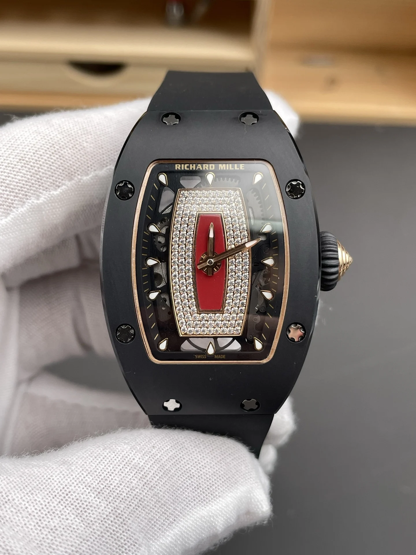 Richard Mille RM Ceramic Black Dial RM 07-01 — photographed off the sweep