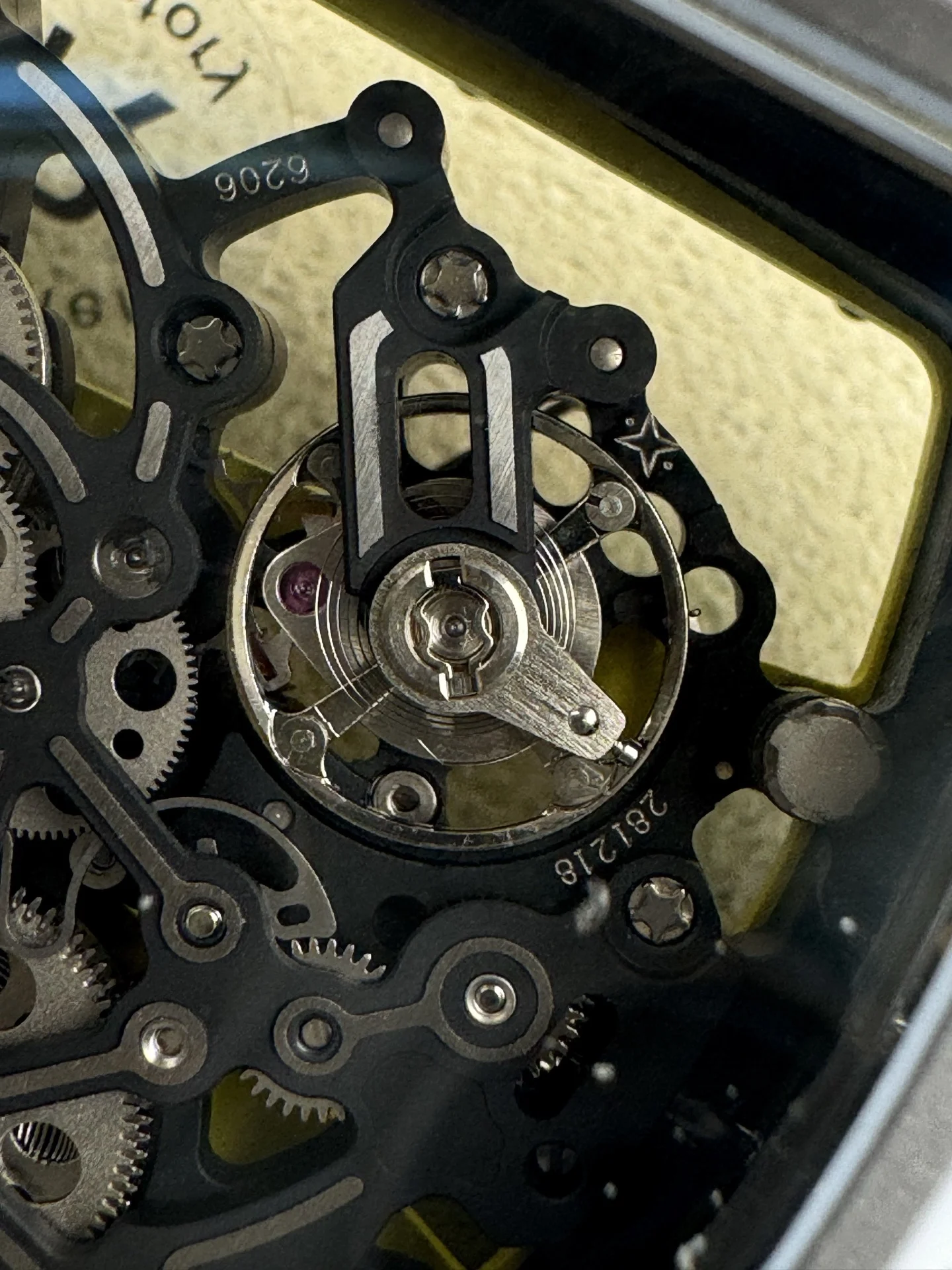 Richard Mille RM Ceramic Green Dial RM 61-01 51 × 42mm — photographed off the sweep