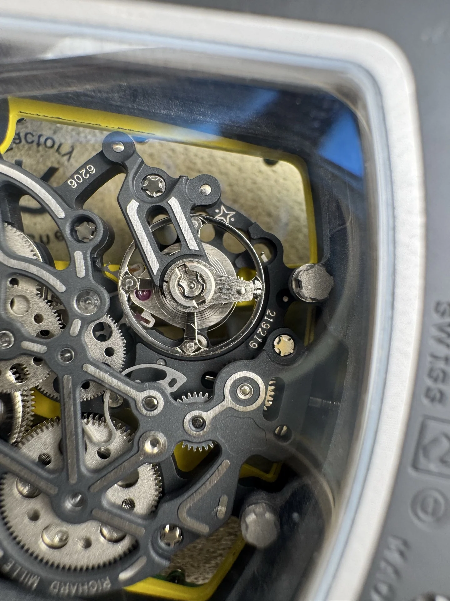 Richard Mille RM Ceramic Green Dial RM 61-01 51 × 42mm — photographed off the sweep