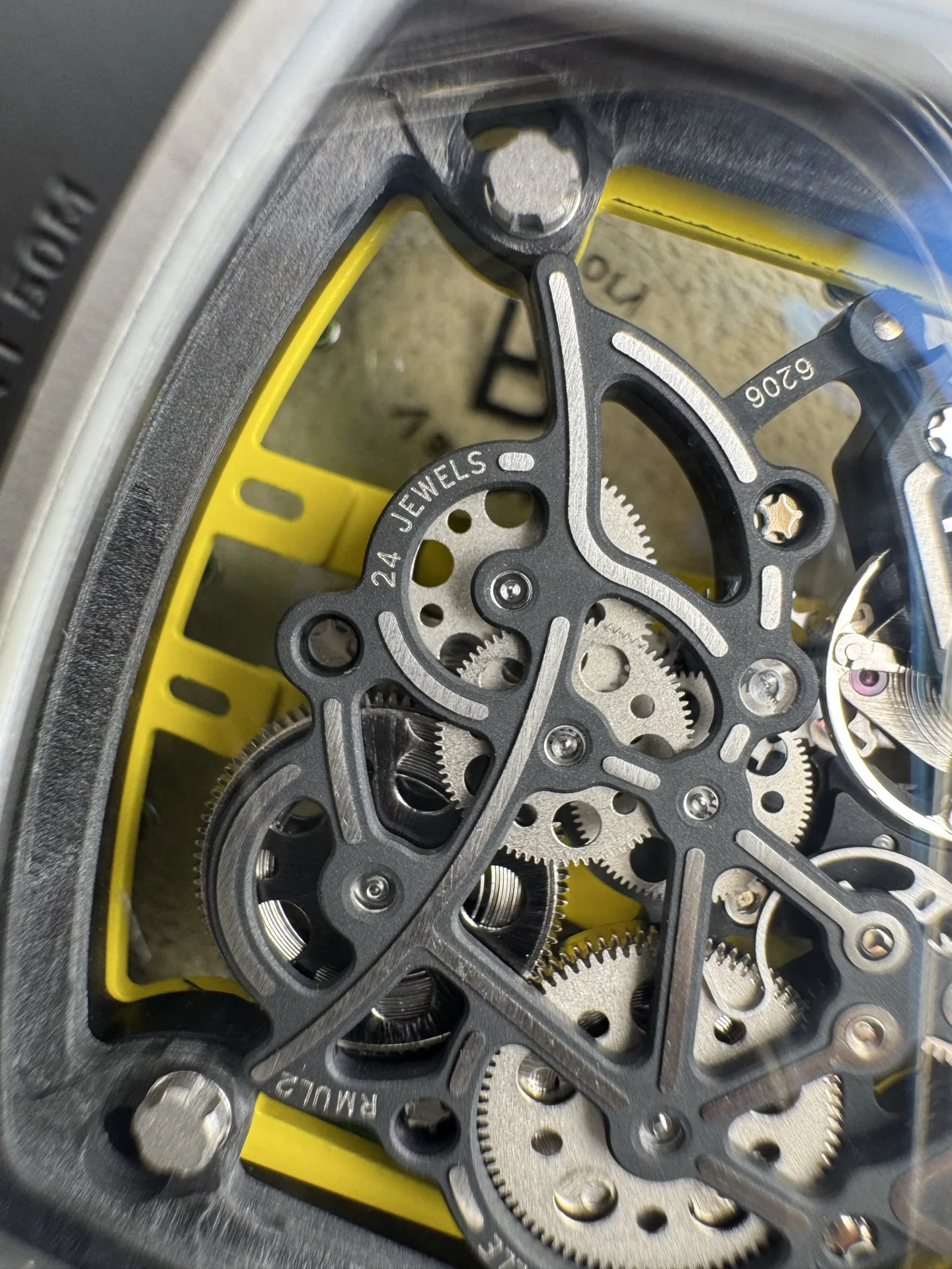 Richard Mille RM Ceramic Green Dial RM 61-01 51 × 42mm — photographed off the sweep