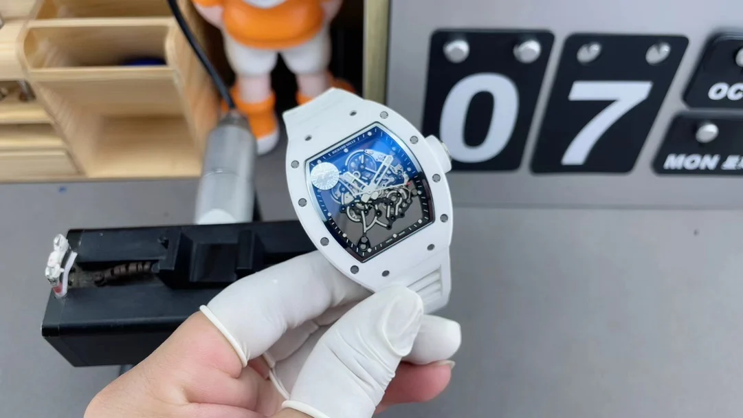 Richard Mille RM Ceramic White Dial RM 055 — photographed off the sweep