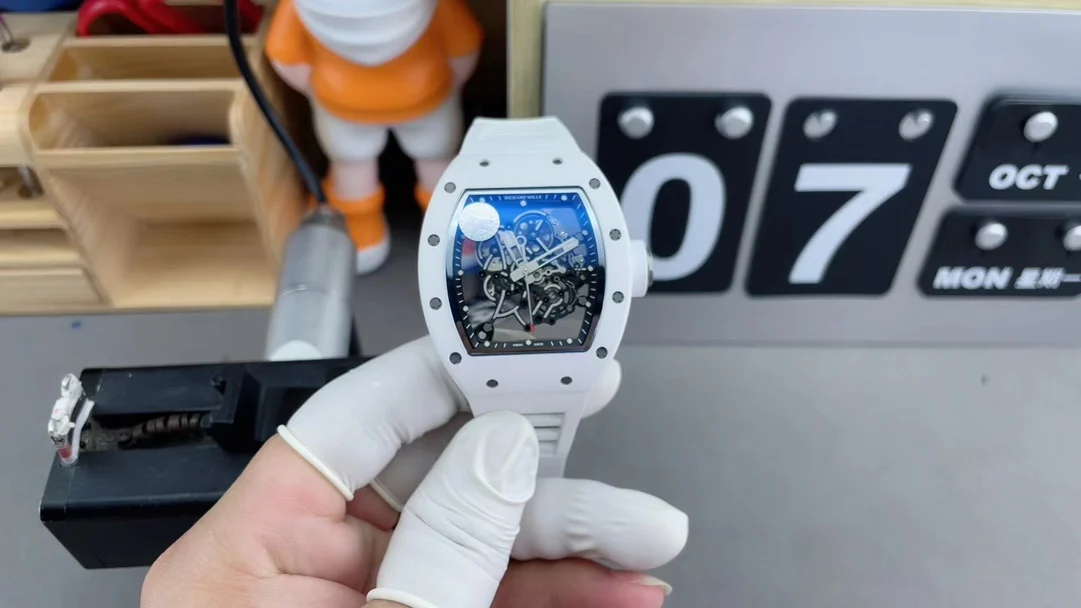 Richard Mille RM Ceramic White Dial RM 055 — photographed off the sweep