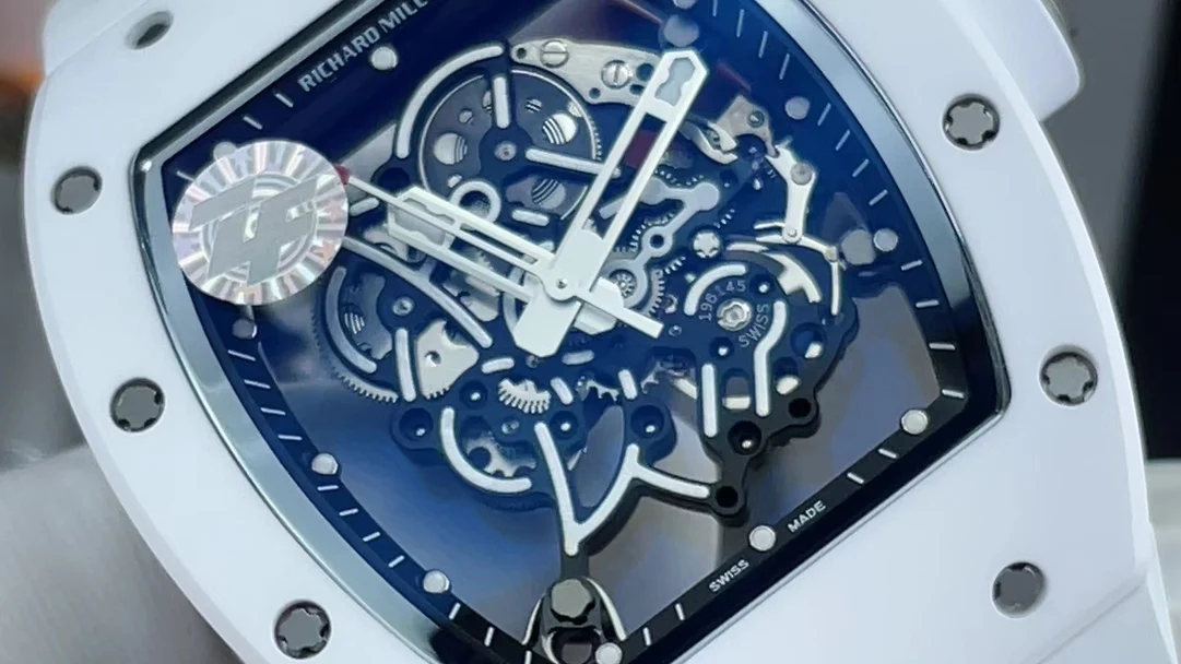 Richard Mille RM Ceramic White Dial RM 055 — photographed off the sweep