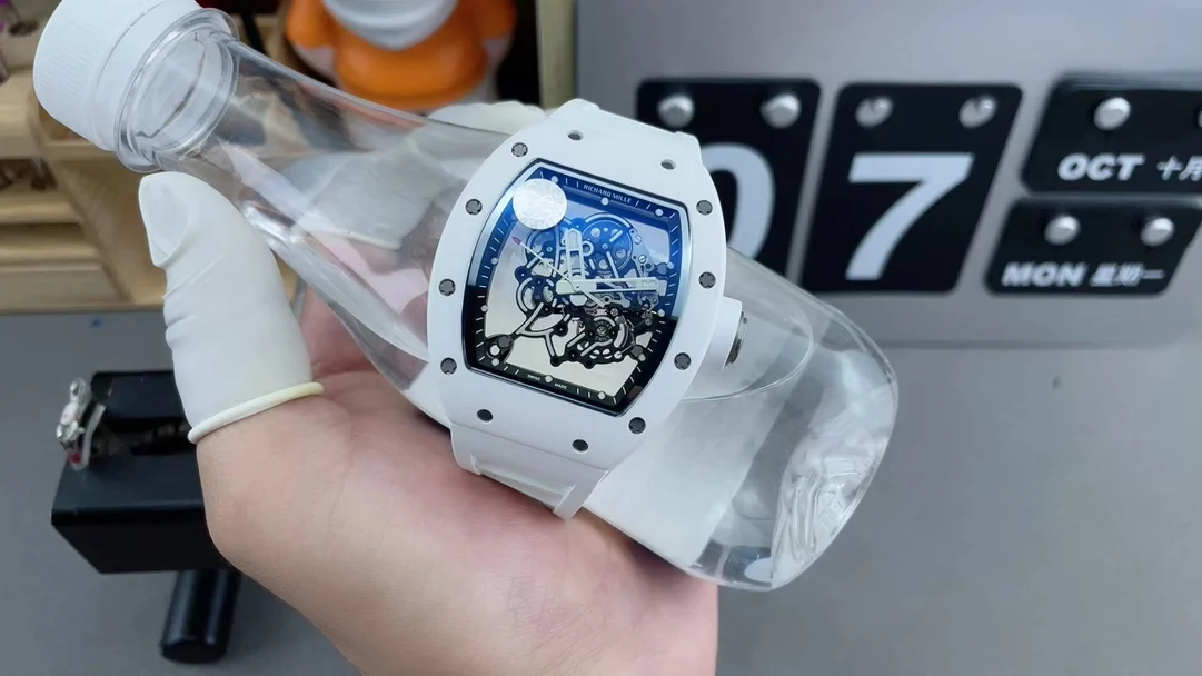 Richard Mille RM Ceramic White Dial RM 055 — photographed off the sweep