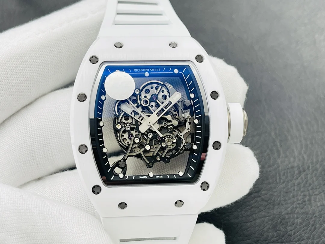 Richard Mille RM Ceramic White Dial RM 055 — photographed off the sweep