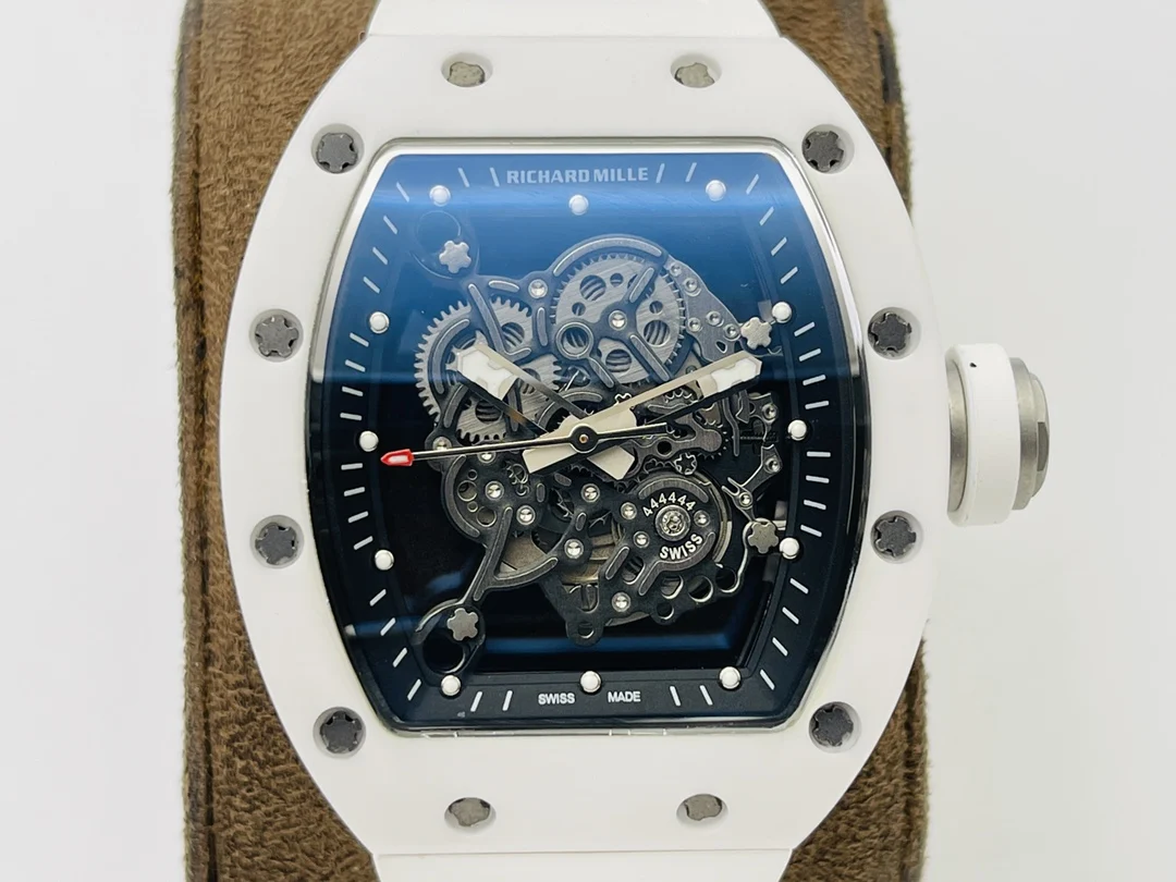 Richard Mille RM Ceramic White Dial RM 055 — photographed off the sweep