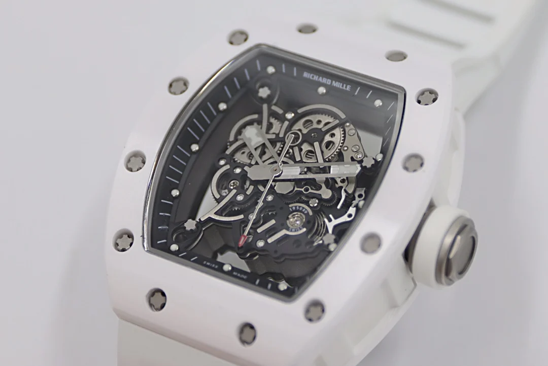 Richard Mille RM Ceramic White Dial RM 055 β photographed off the sweep
