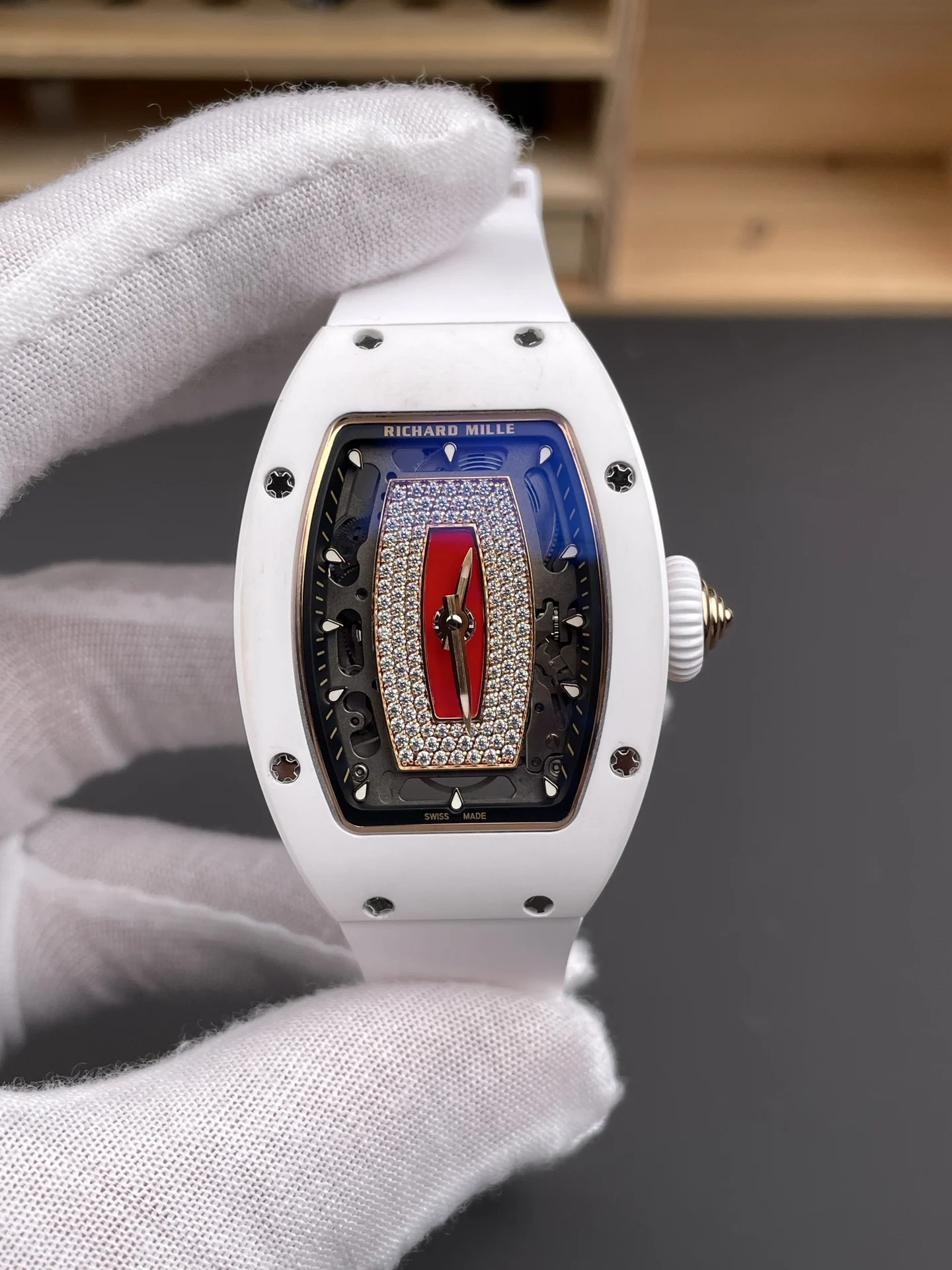 Richard Mille RM Ceramic White Dial RM 07-01 — photographed off the sweep