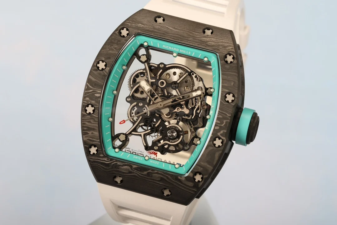 Richard Mille RM Titanium Blue Dial RM 055 49.90mm — photographed off the sweep