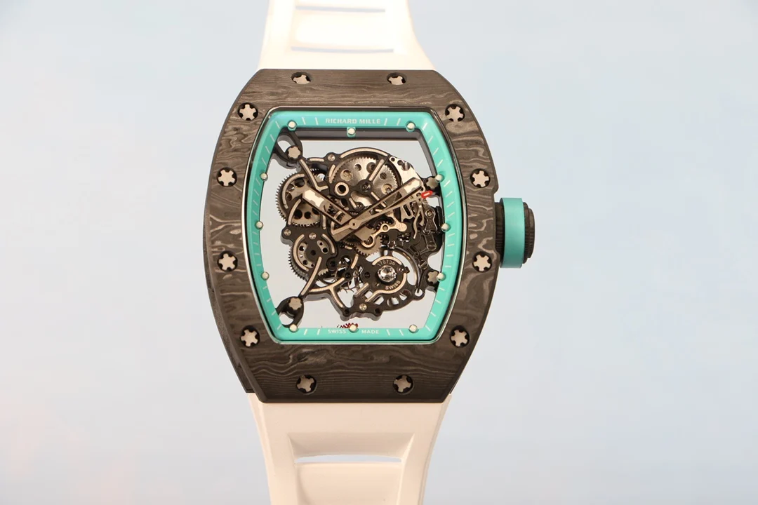Richard Mille RM Titanium Blue Dial RM 055 49.90mm — photographed off the sweep