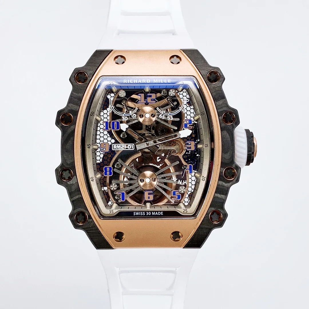 Richard Mille RM Tourbillon Rose Gold Blue Dial RM 21-01 43 × 15mm — detail