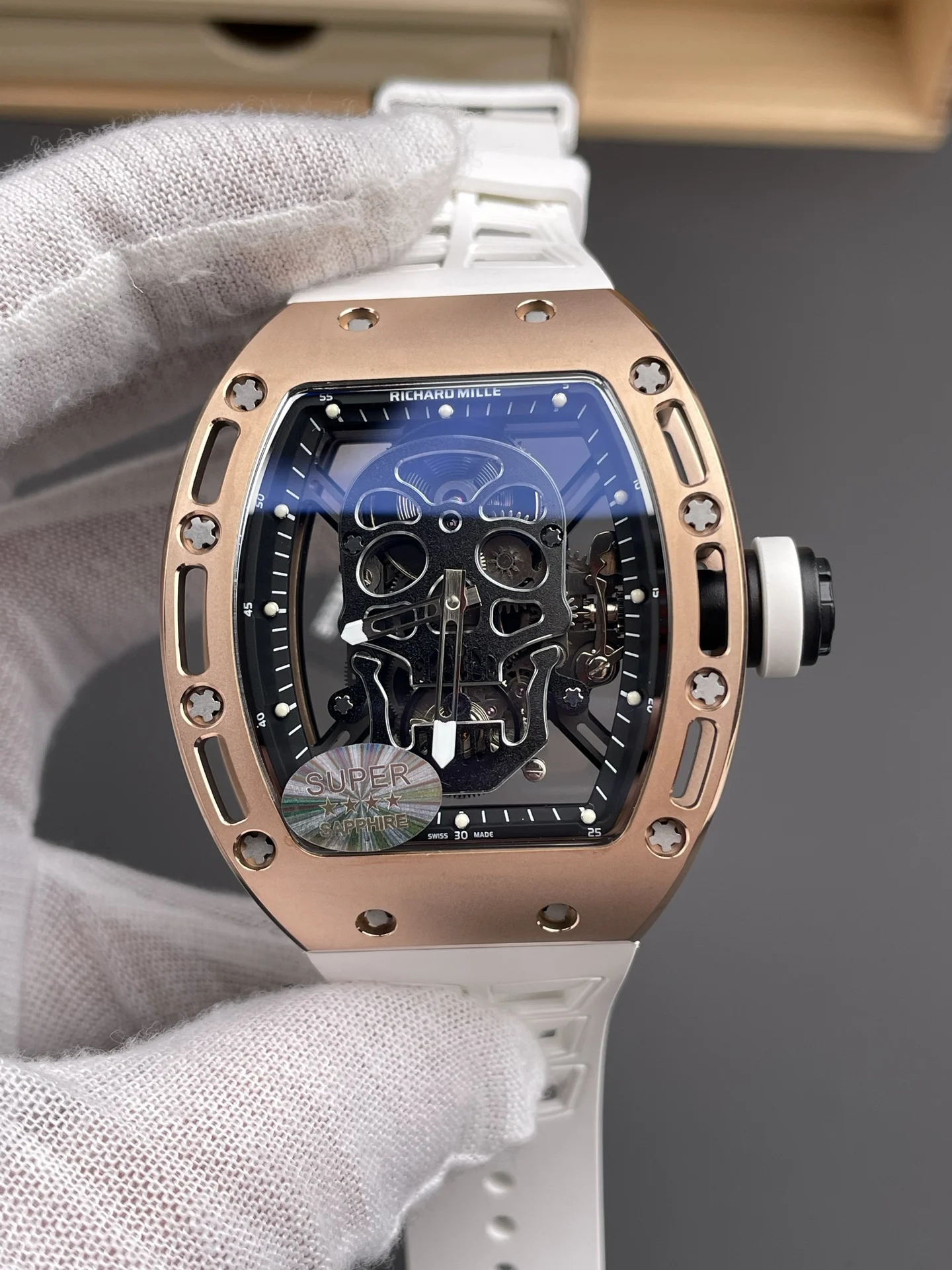 Richard Mille RM Tourbillon Rose Gold RM 052 — photographed off the sweep