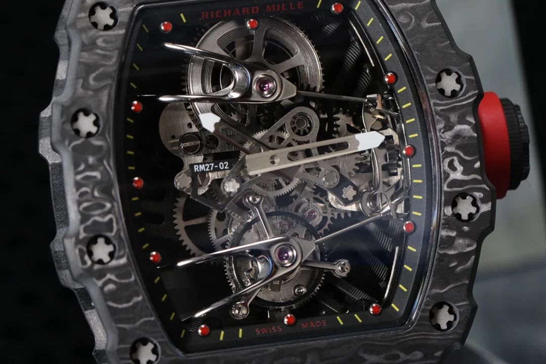 Richard Mille RM Tourbillon Titanium Black Dial RM 27-02 — photographed off the sweep
