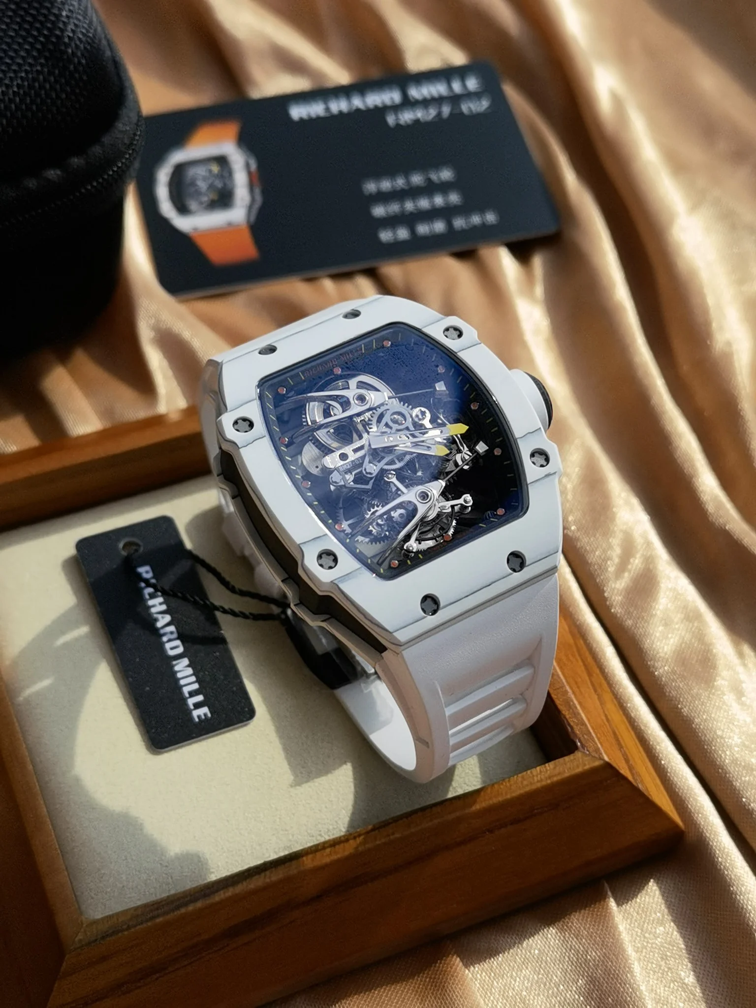 Richard Mille RM Tourbillon Titanium White Dial RM 27-02 — photographed off the sweep