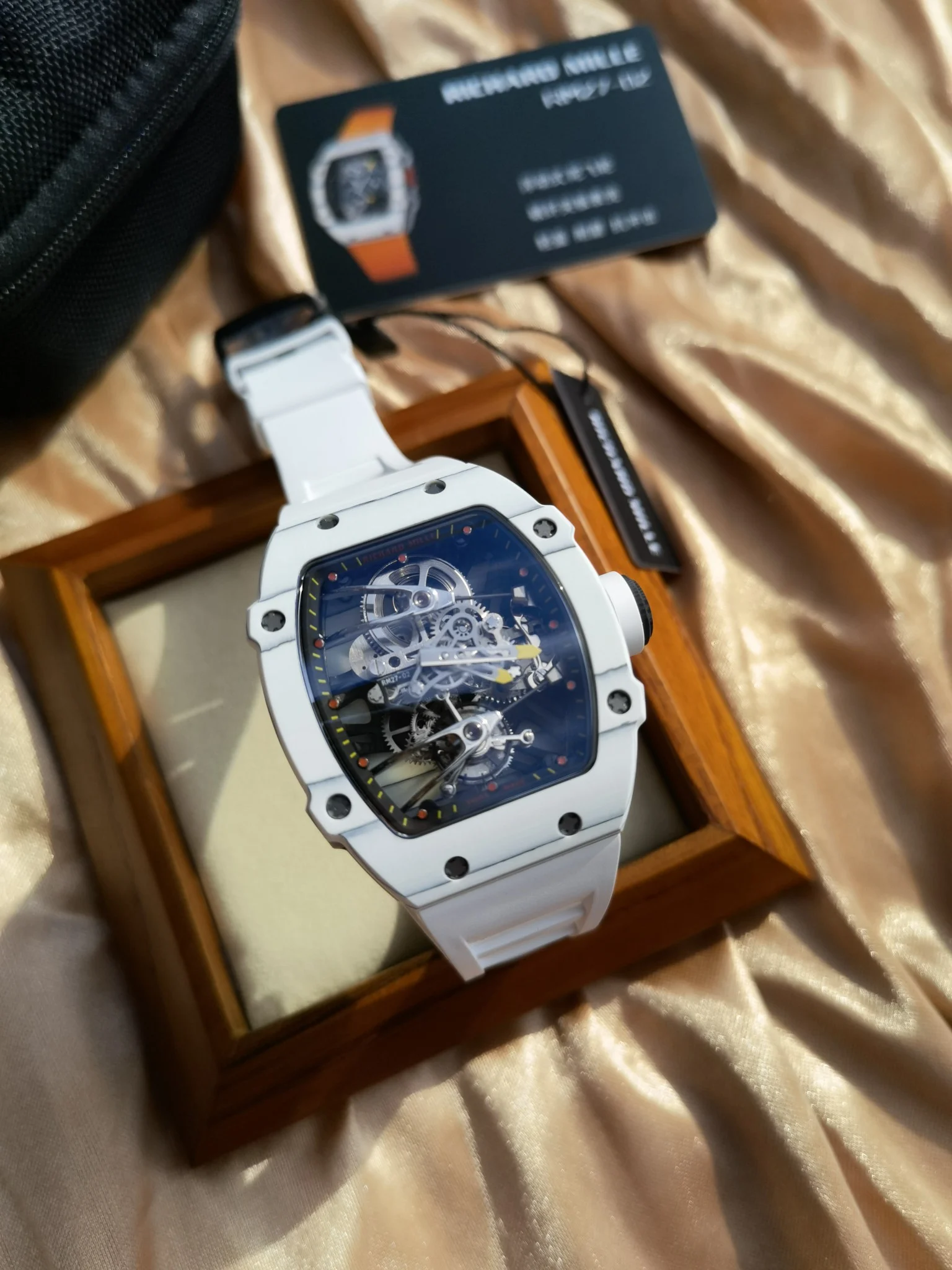 Richard Mille RM Tourbillon Titanium White Dial RM 27-02 — photographed off the sweep