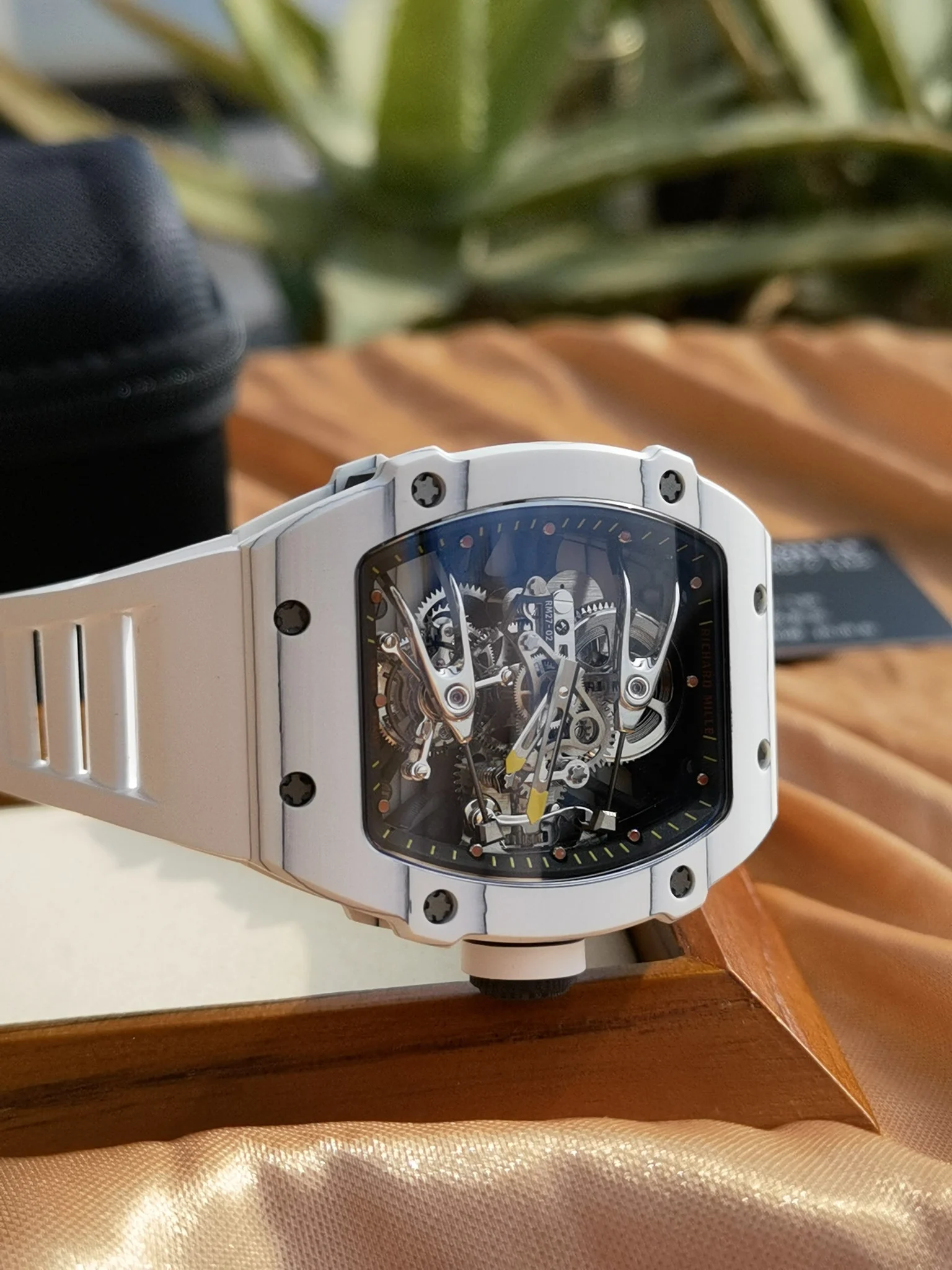 Richard Mille RM Tourbillon Titanium White Dial RM 27-02 — photographed off the sweep