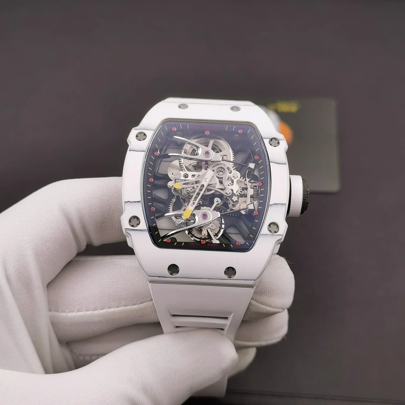 Richard Mille RM Tourbillon Titanium White Dial RM 27-02 — photographed off the sweep