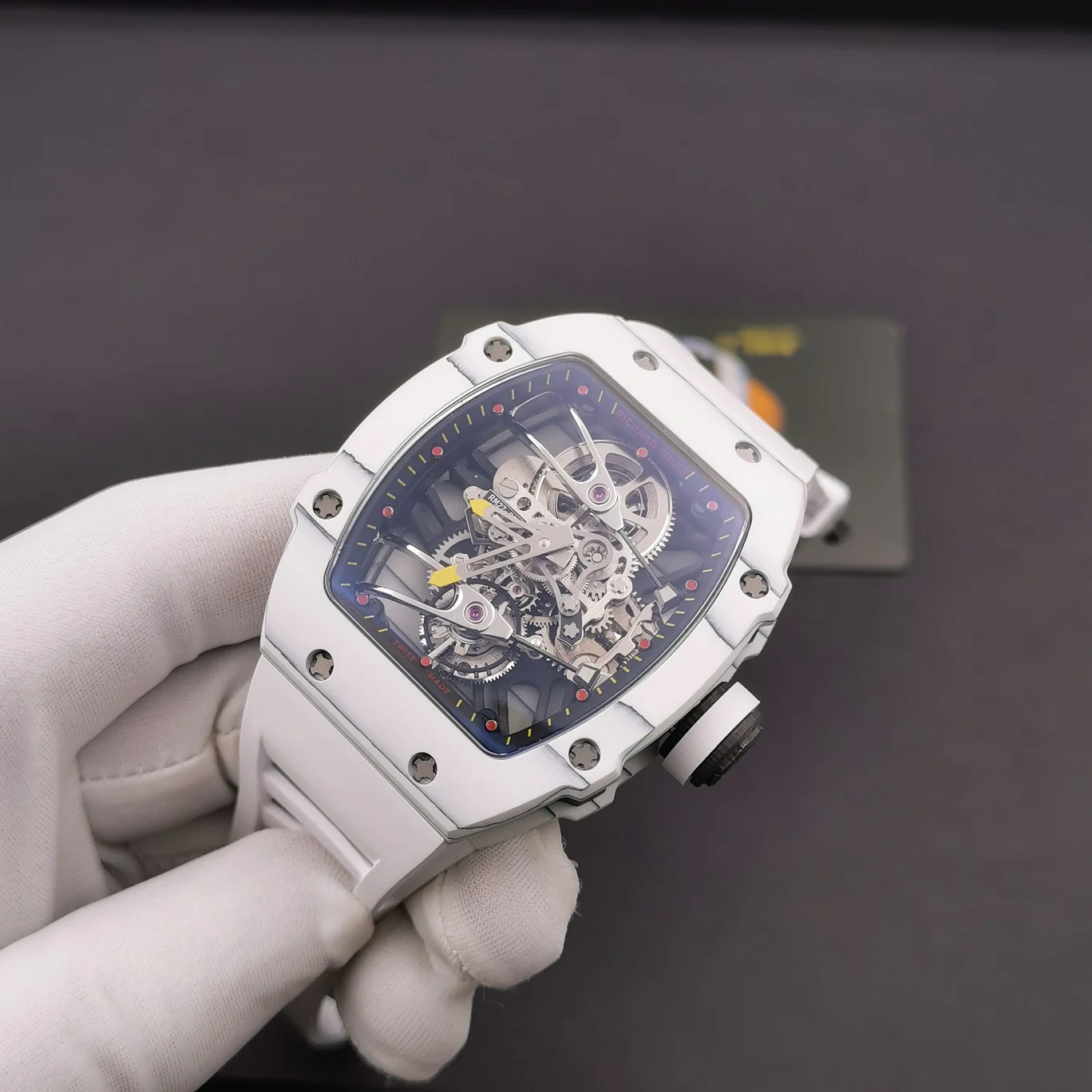 Richard Mille RM Tourbillon Titanium White Dial RM 27-02 — photographed off the sweep