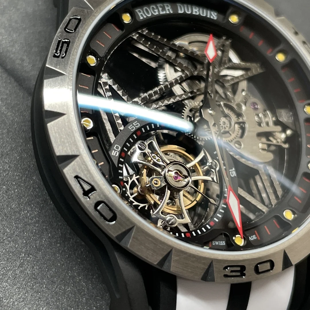 Roger Dubuis Black Ceramic Titanium Case V4 Skeleton Tourbillon — photographed off the sweep