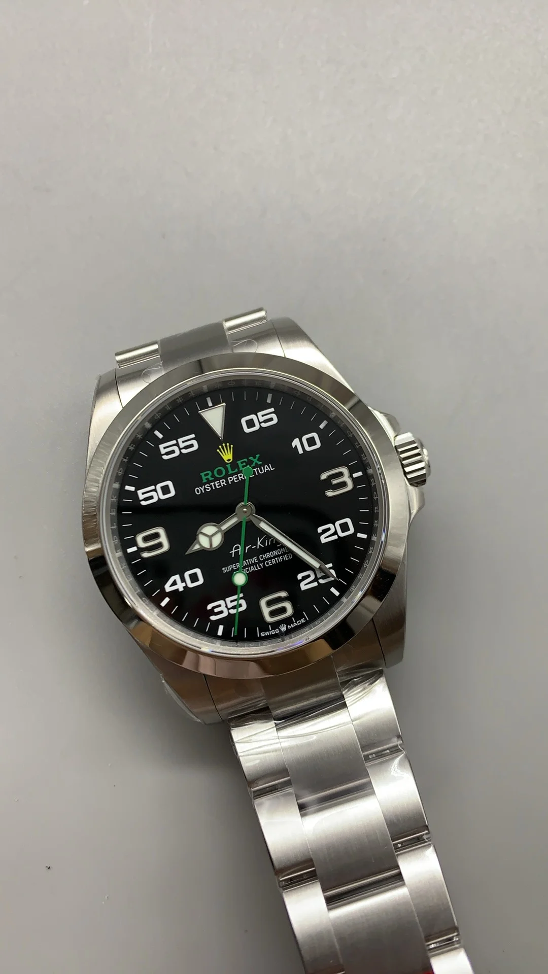 Rolex Air-King — photographed off the sweep
