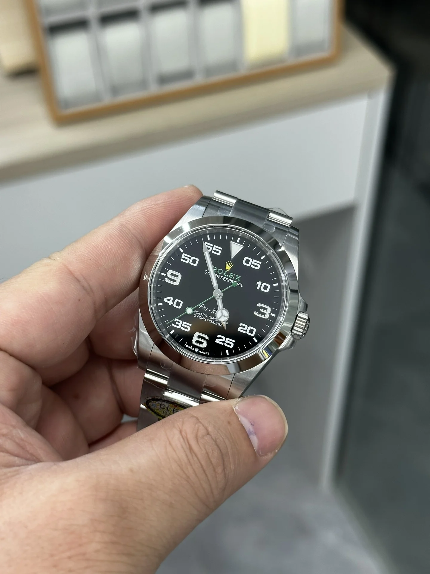 Rolex Air-King — photographed off the sweep