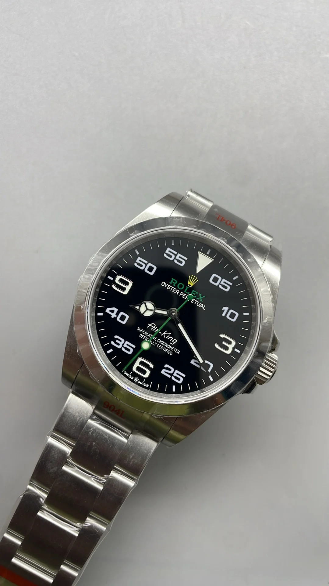 Rolex Air-King — photographed off the sweep