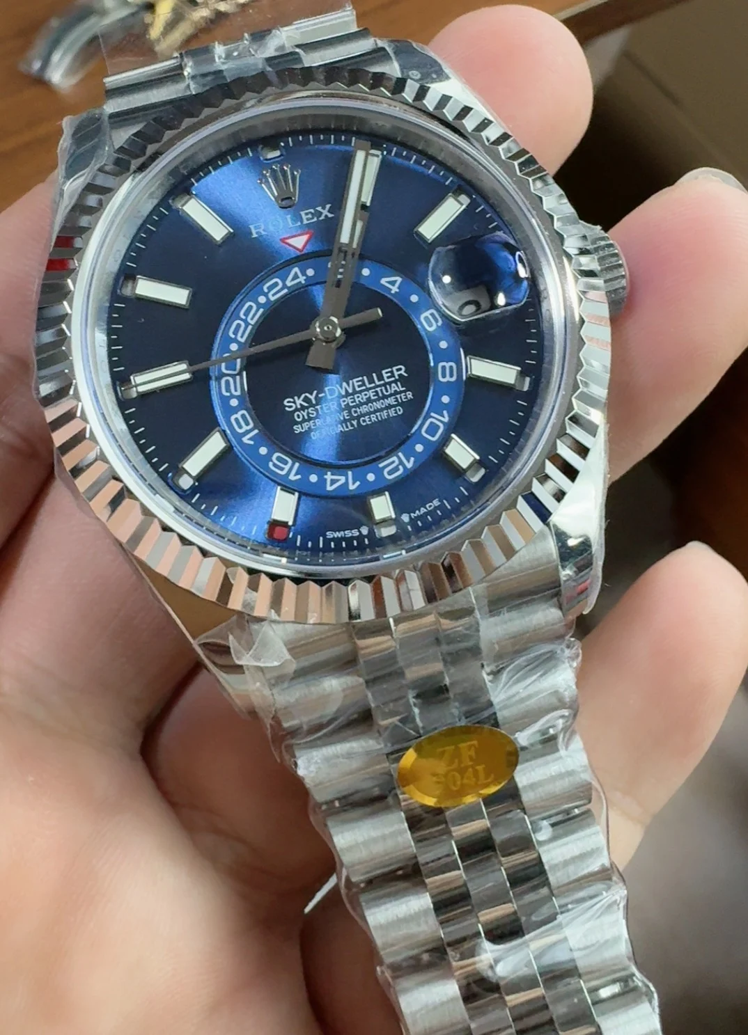Rolex Blue Dial — photographed off the sweep
