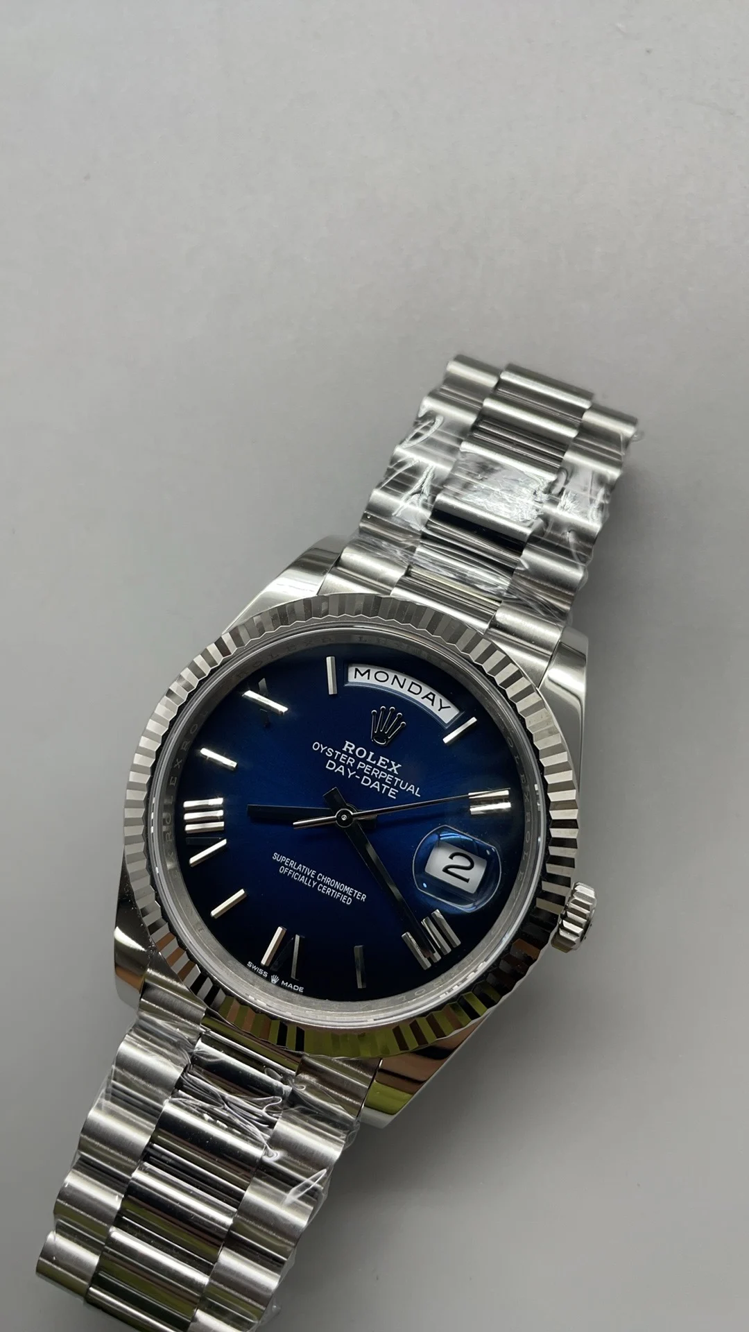 Rolex Blue Dial 40mm — photographed off the sweep
