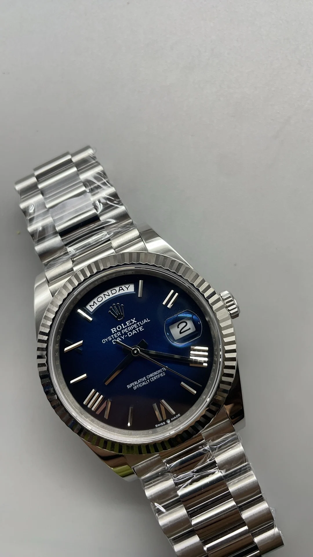 Rolex Blue Dial 40mm — photographed off the sweep