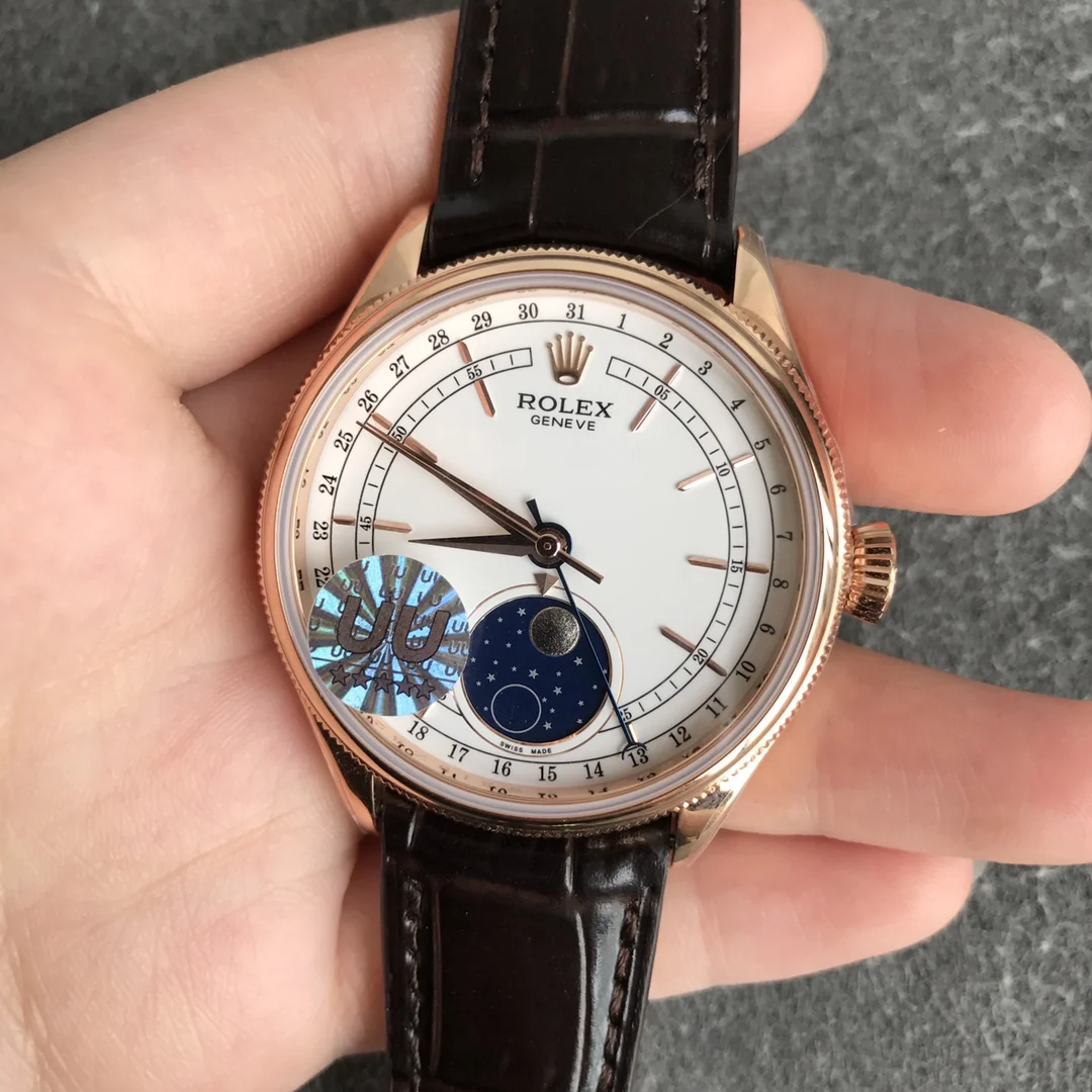 Rolex Cellini Moon Phase Meteorite Rose Gold — photographed off the sweep