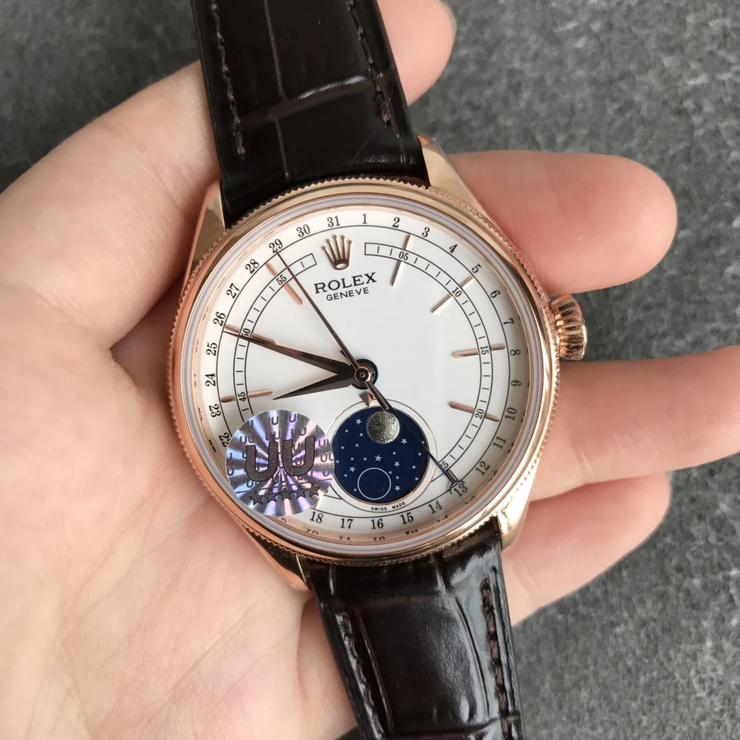 Rolex Cellini Moon Phase Meteorite Rose Gold — photographed off the sweep