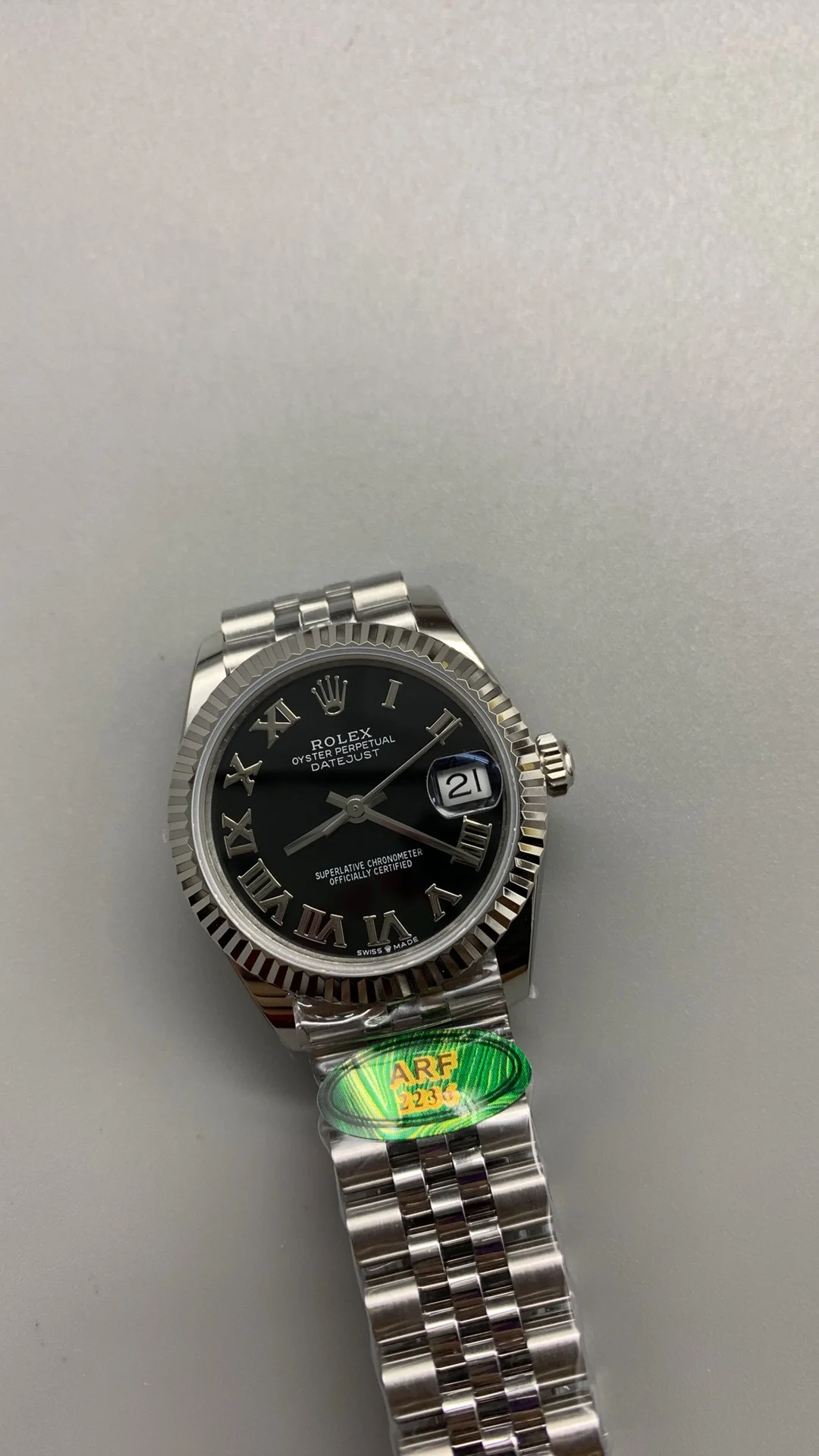 Rolex Datejust Black Dial 31mm — photographed off the sweep