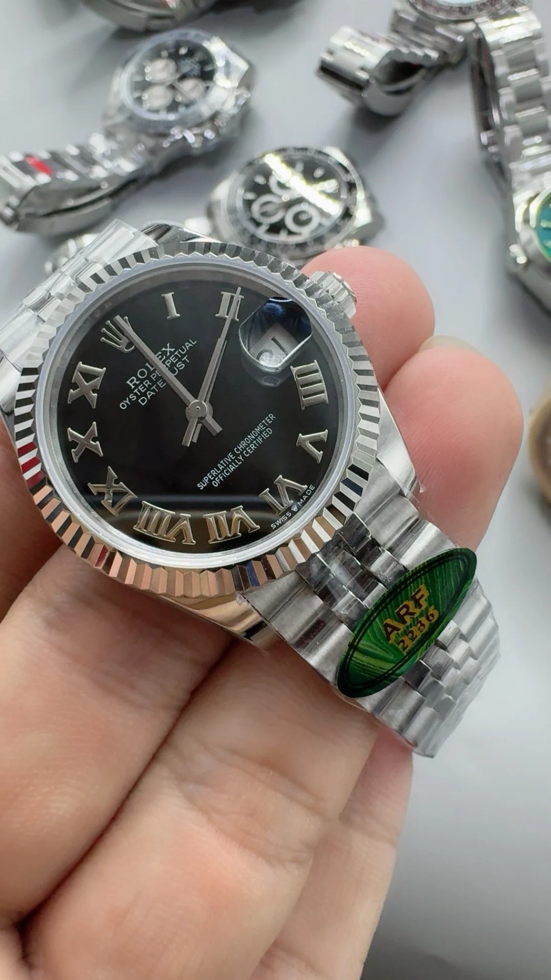 Rolex Datejust Black Dial 31mm — photographed off the sweep