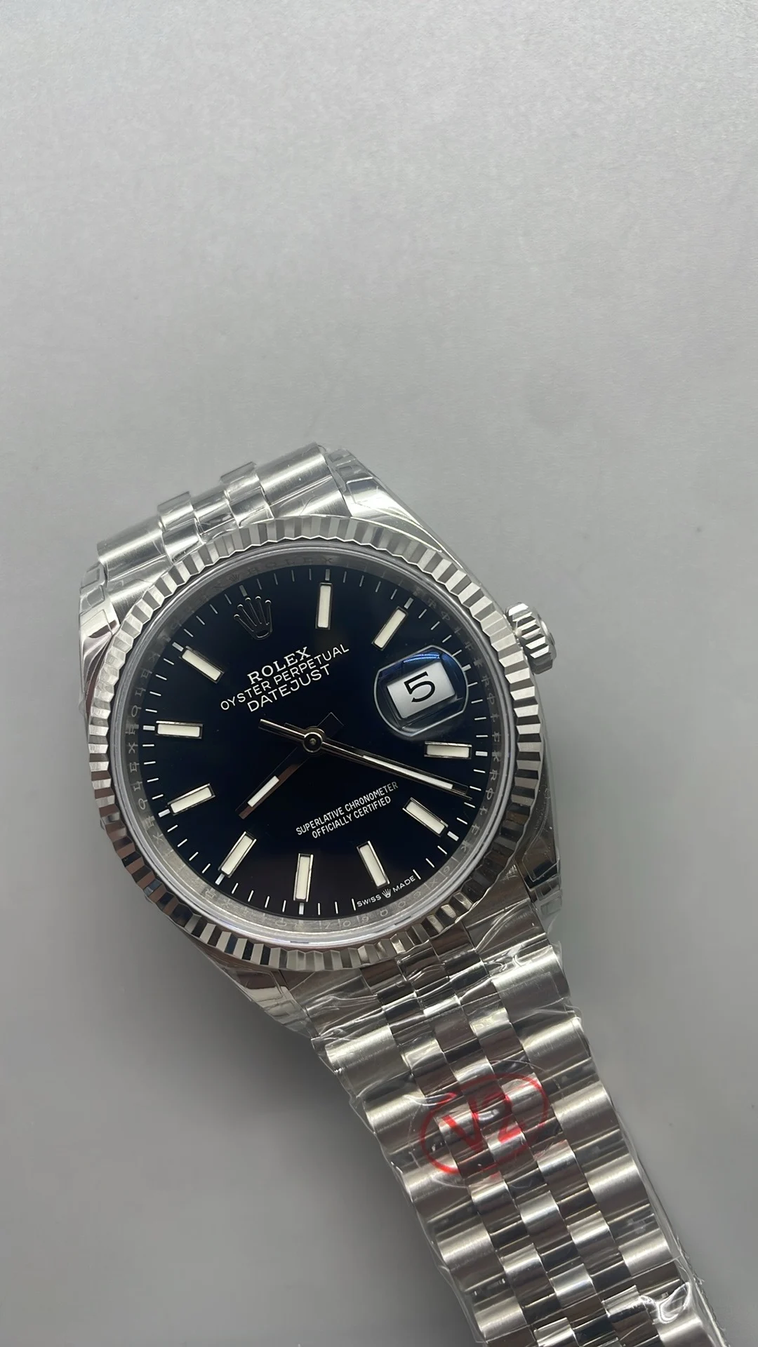 Rolex Datejust Black Dial 36mm — photographed off the sweep