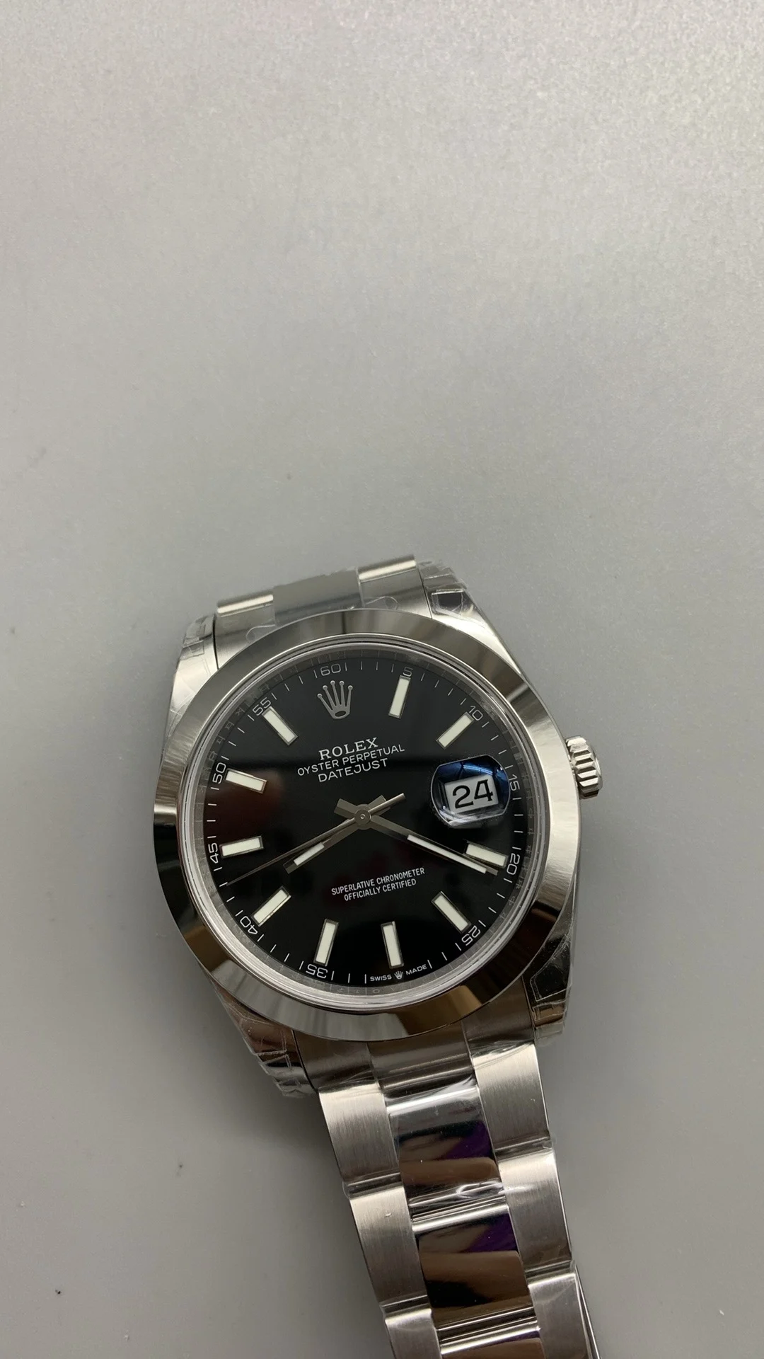 Rolex Datejust Black Dial 41mm — photographed off the sweep